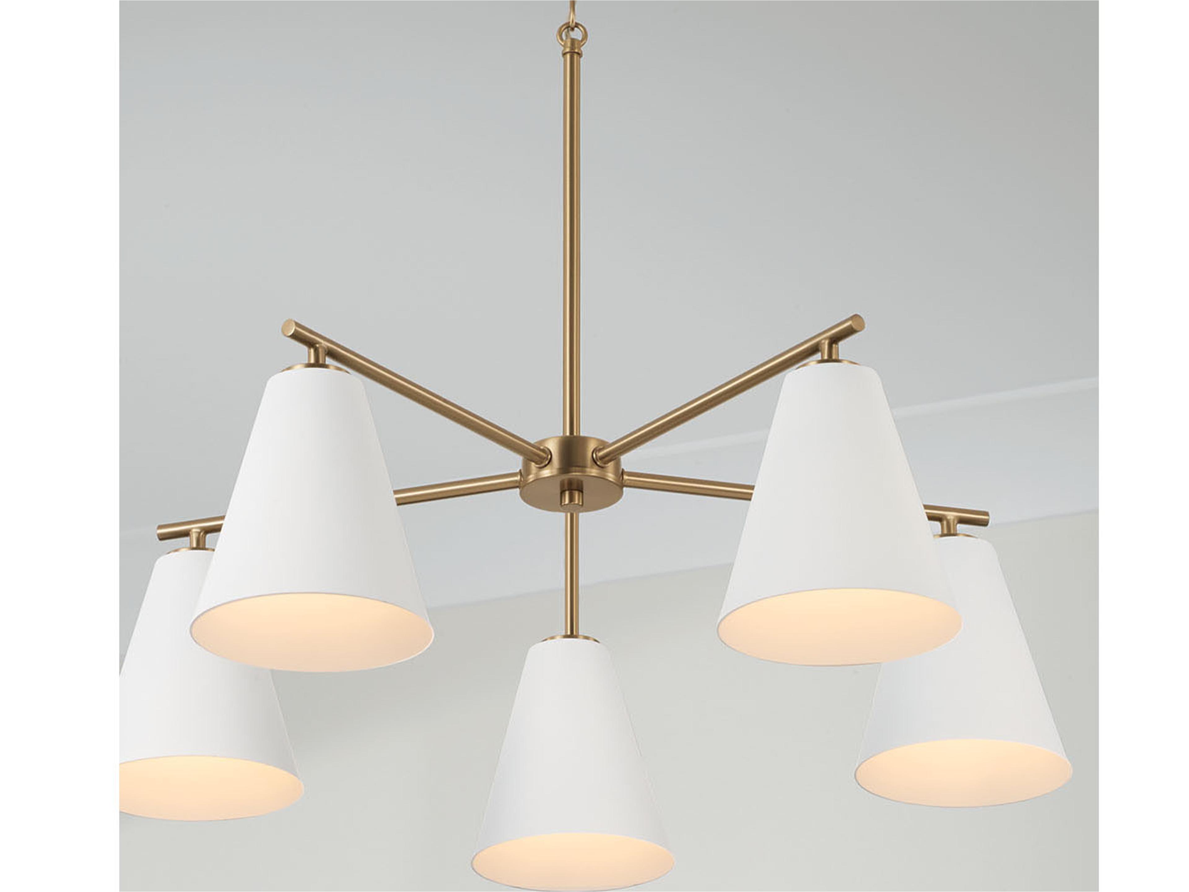 Capital Lighting Charlie 5-Light Matte Brass And White Chandelier