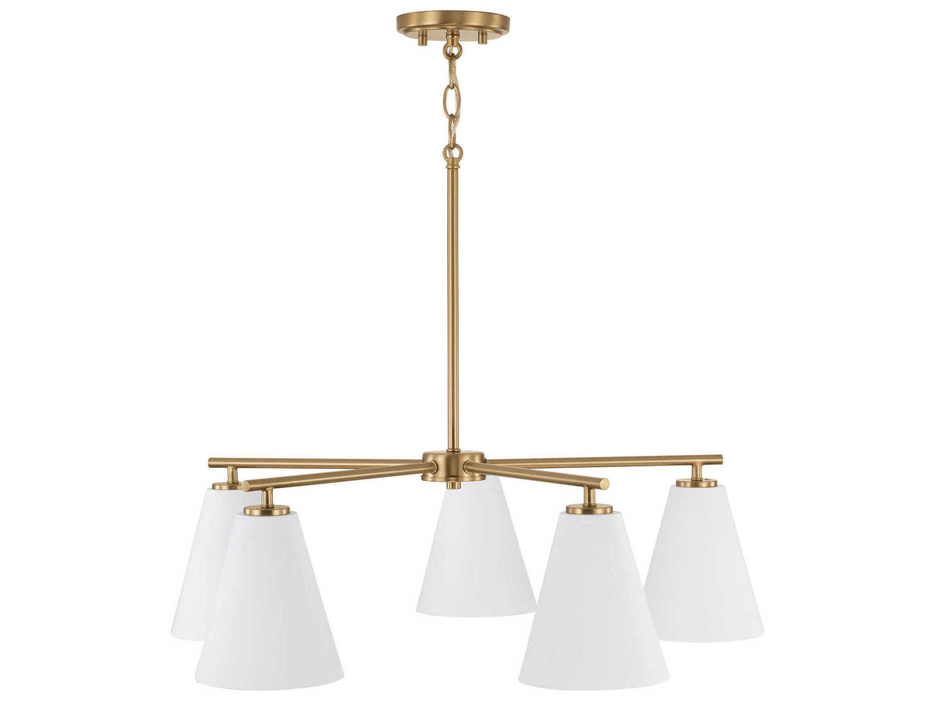 Capital Lighting Charlie 5-Light Matte Brass And White Chandelier