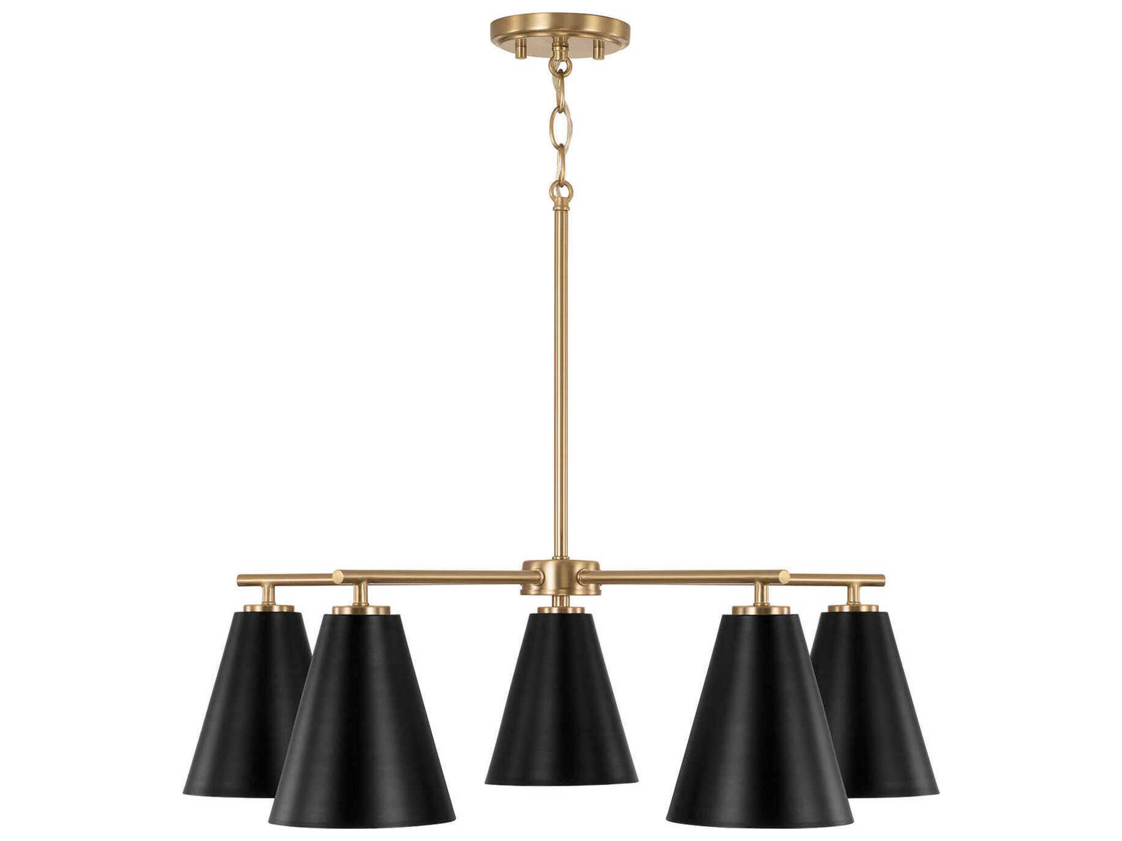 Charlie 5-Light Matte Brass And Black Chandelier