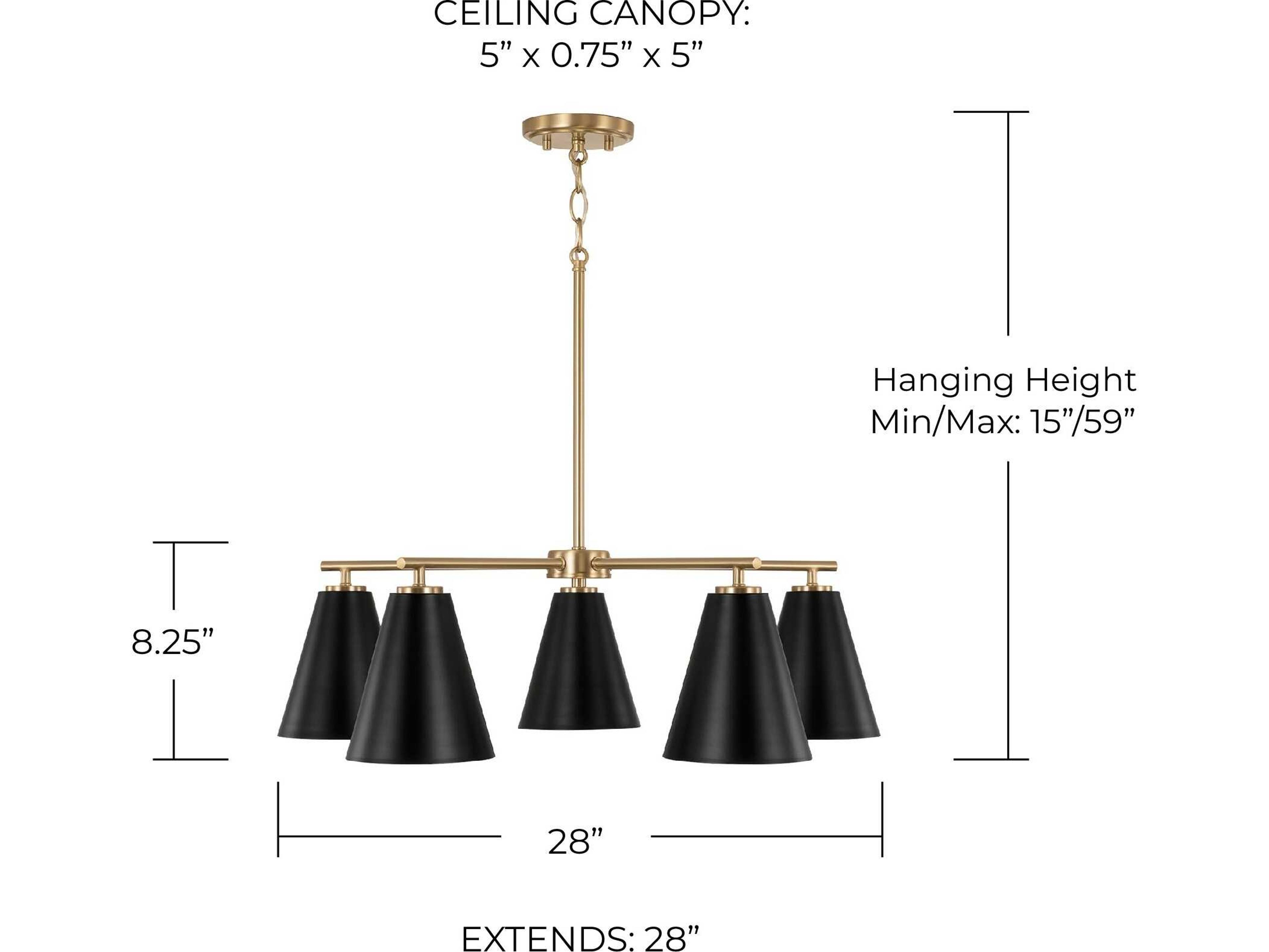 Capital Lighting Charlie 5-Light Matte Brass And Black Chandelier