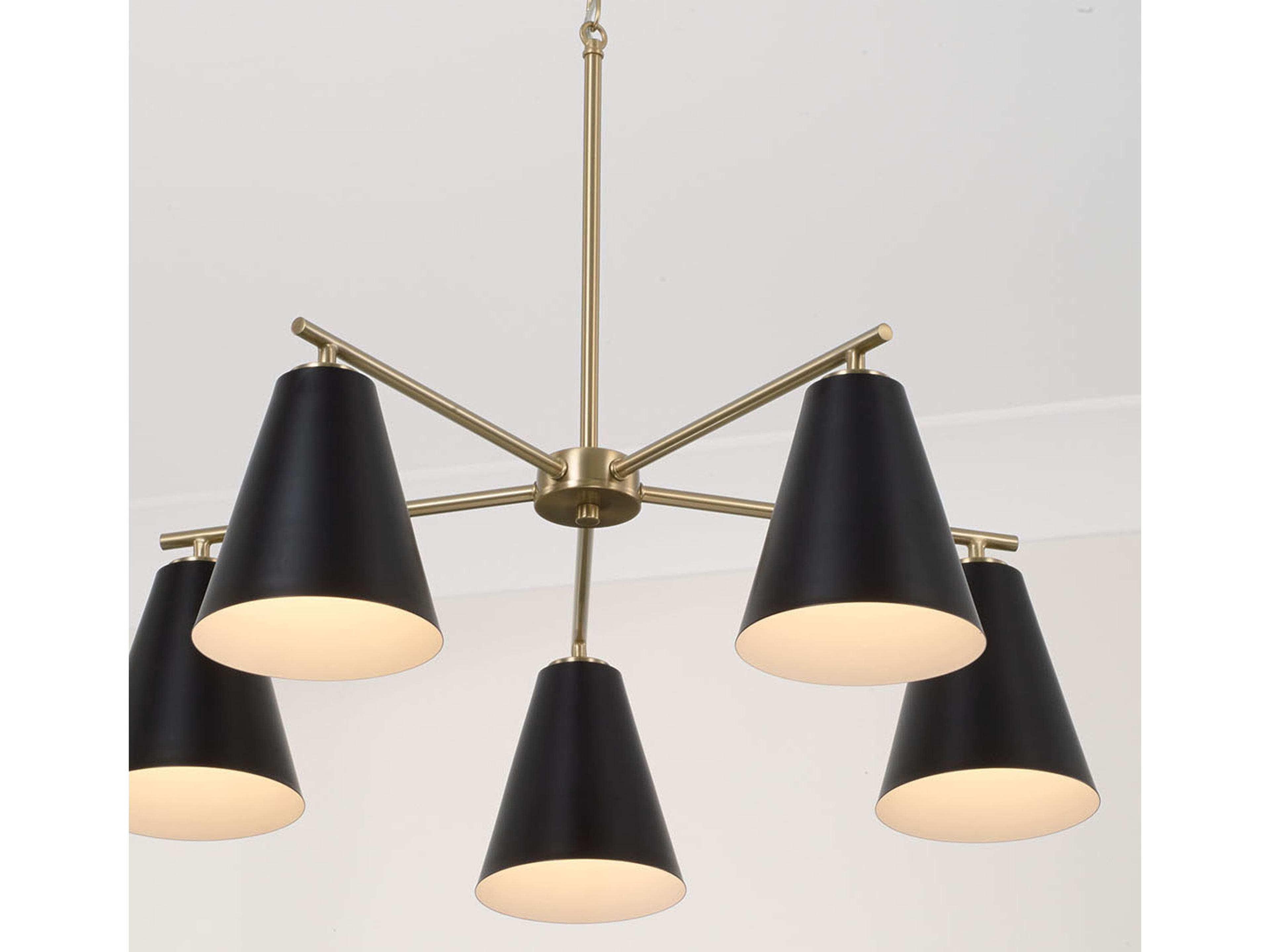 Capital Lighting Charlie 5-Light Matte Brass And Black Chandelier