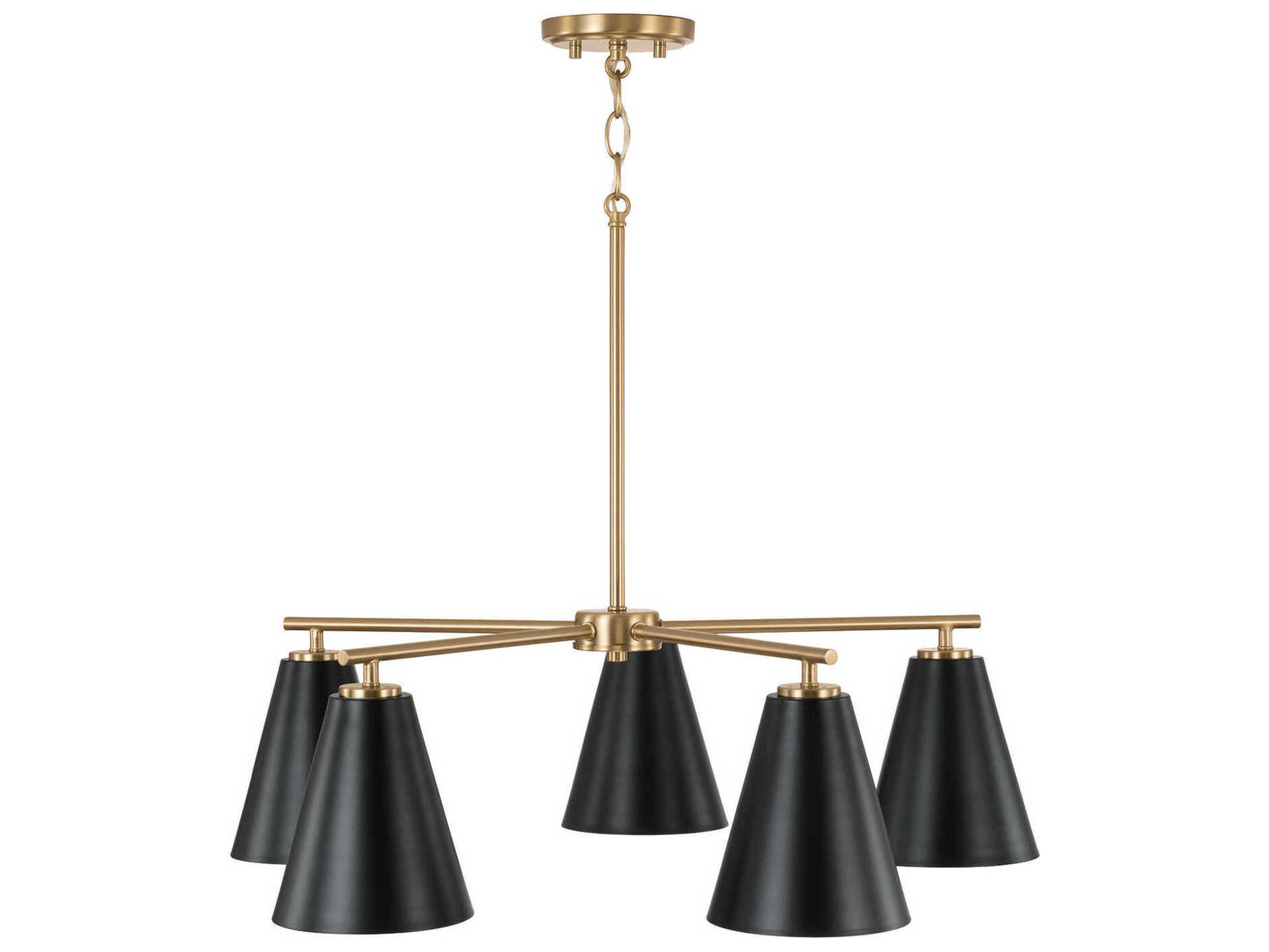 Capital Lighting Charlie 5-Light Matte Brass And Black Chandelier