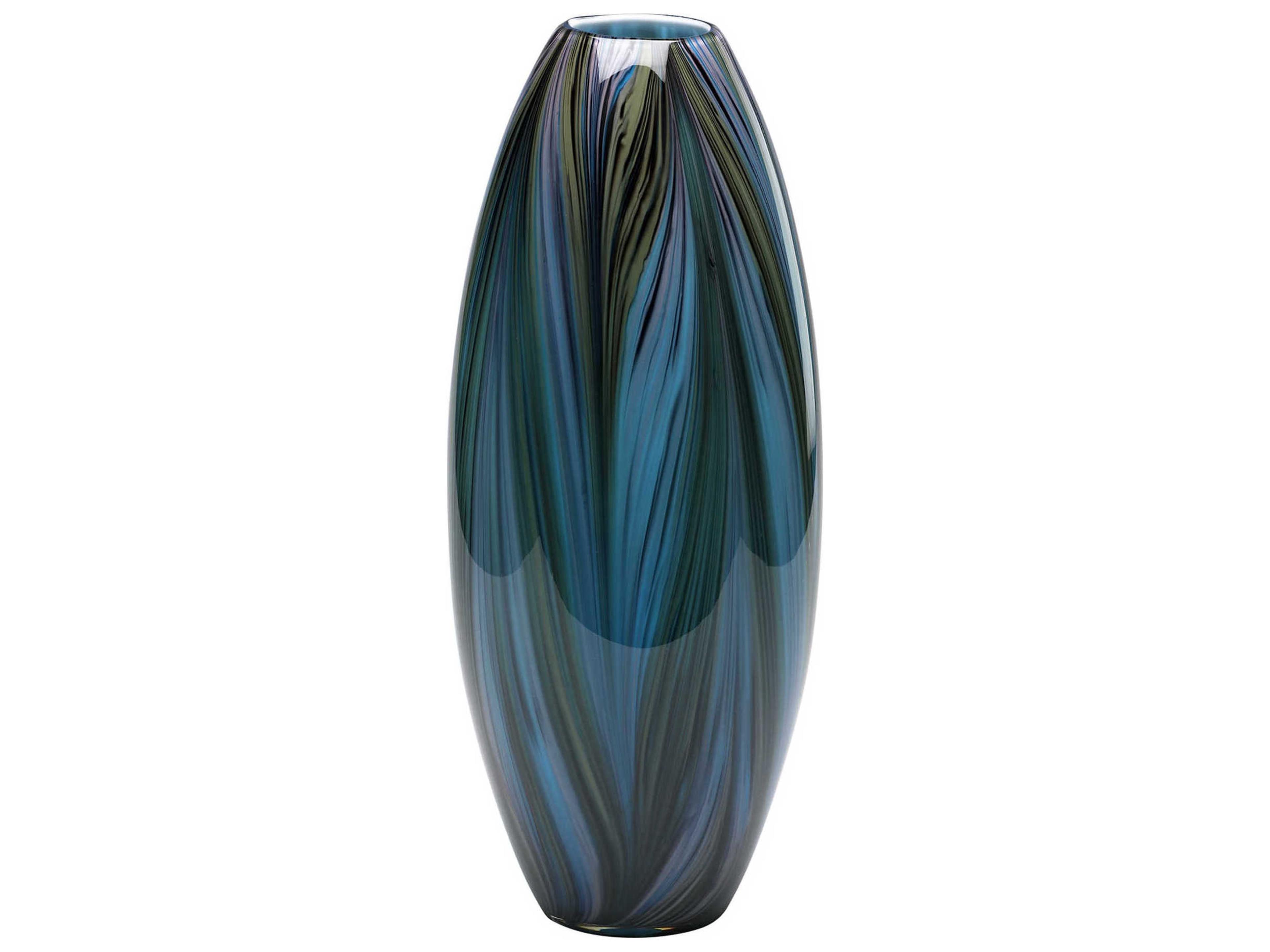 Cyan Design Multi Colored Blue Peacock Feather Vase
