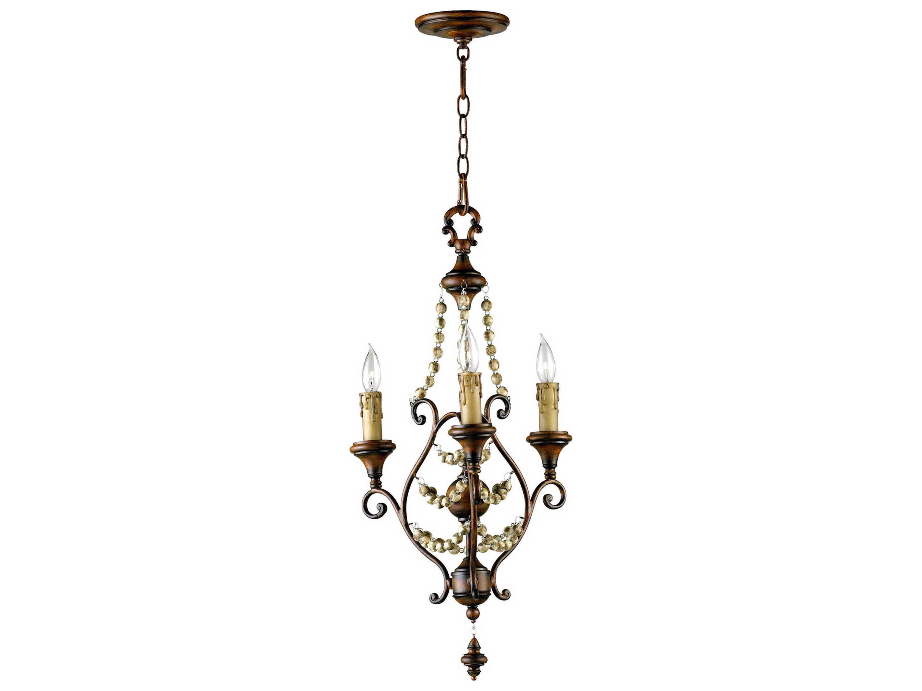 Meriel 3-Light Antiqued Sienna Brown Traditional Candelabra Chandelier