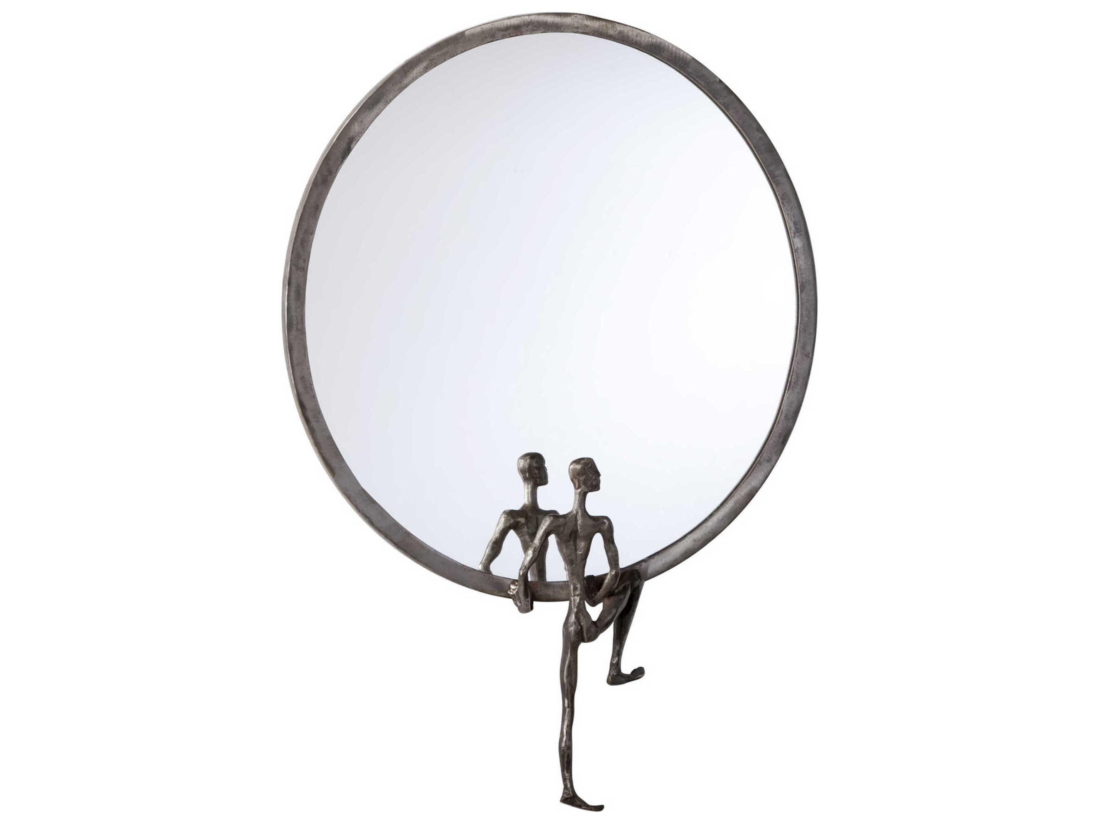 Kobe Raw Steel Round Wall Mirror
