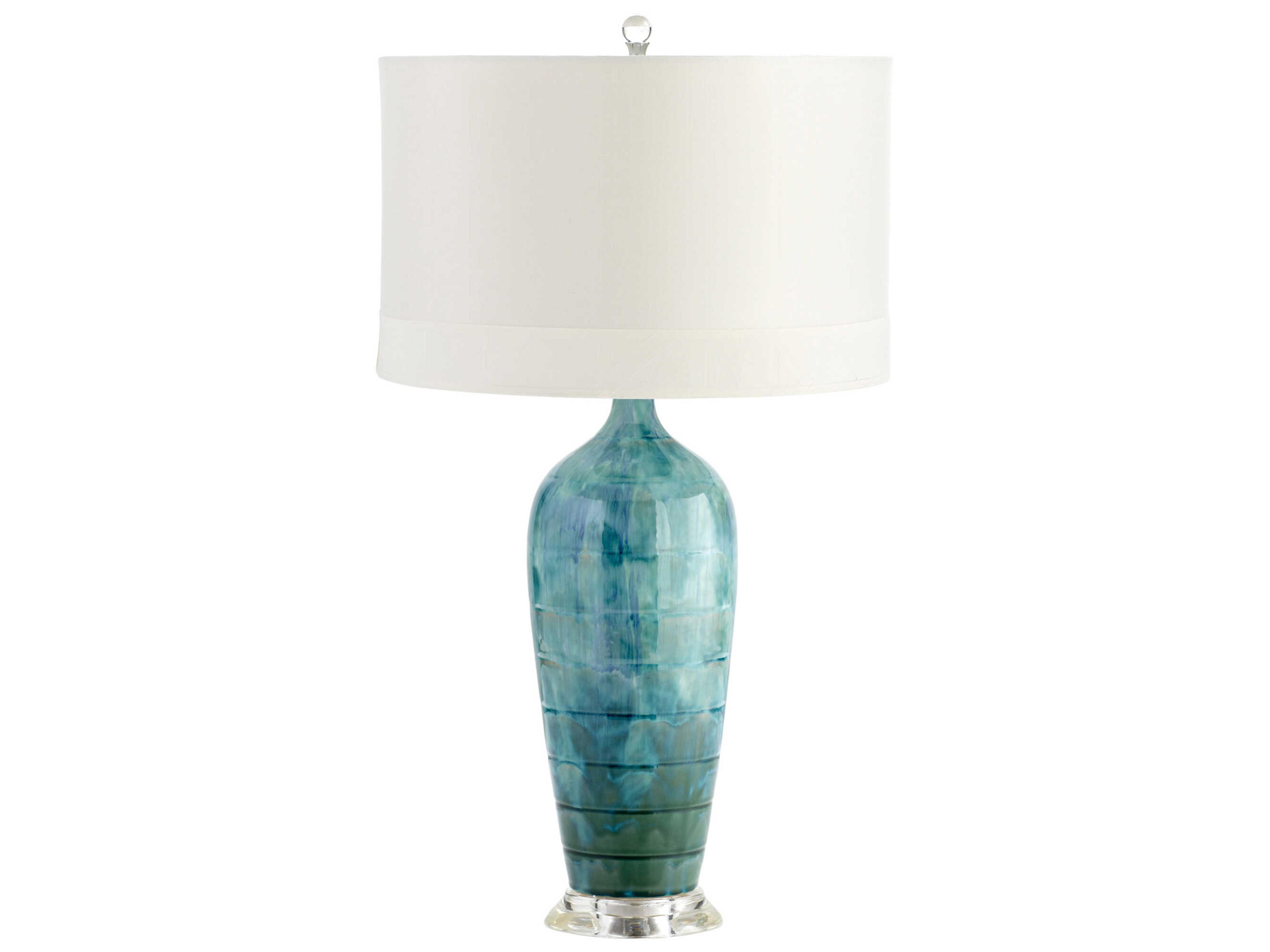 Elysia Blue Glaze White Silk Shade With Lining Buffet Lamp