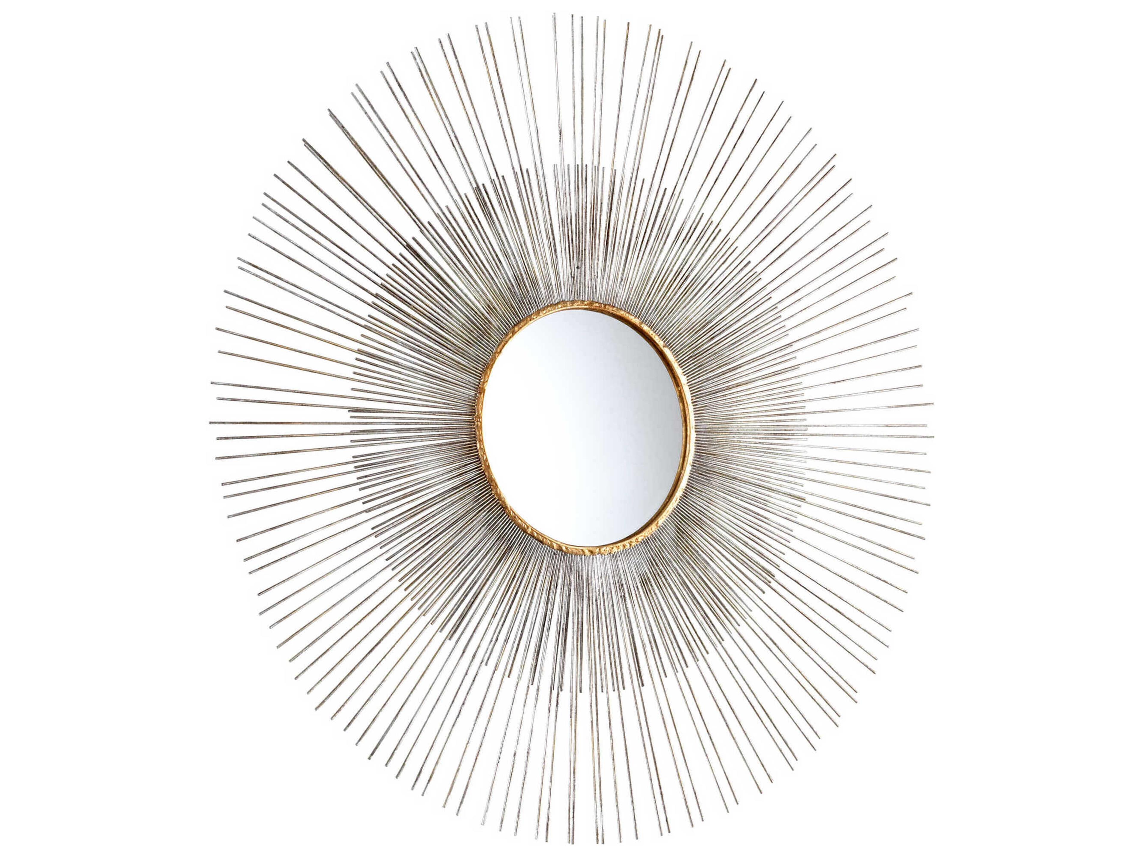 Pixley Antiqued Silver Leaf Sunburst Wall Mirror