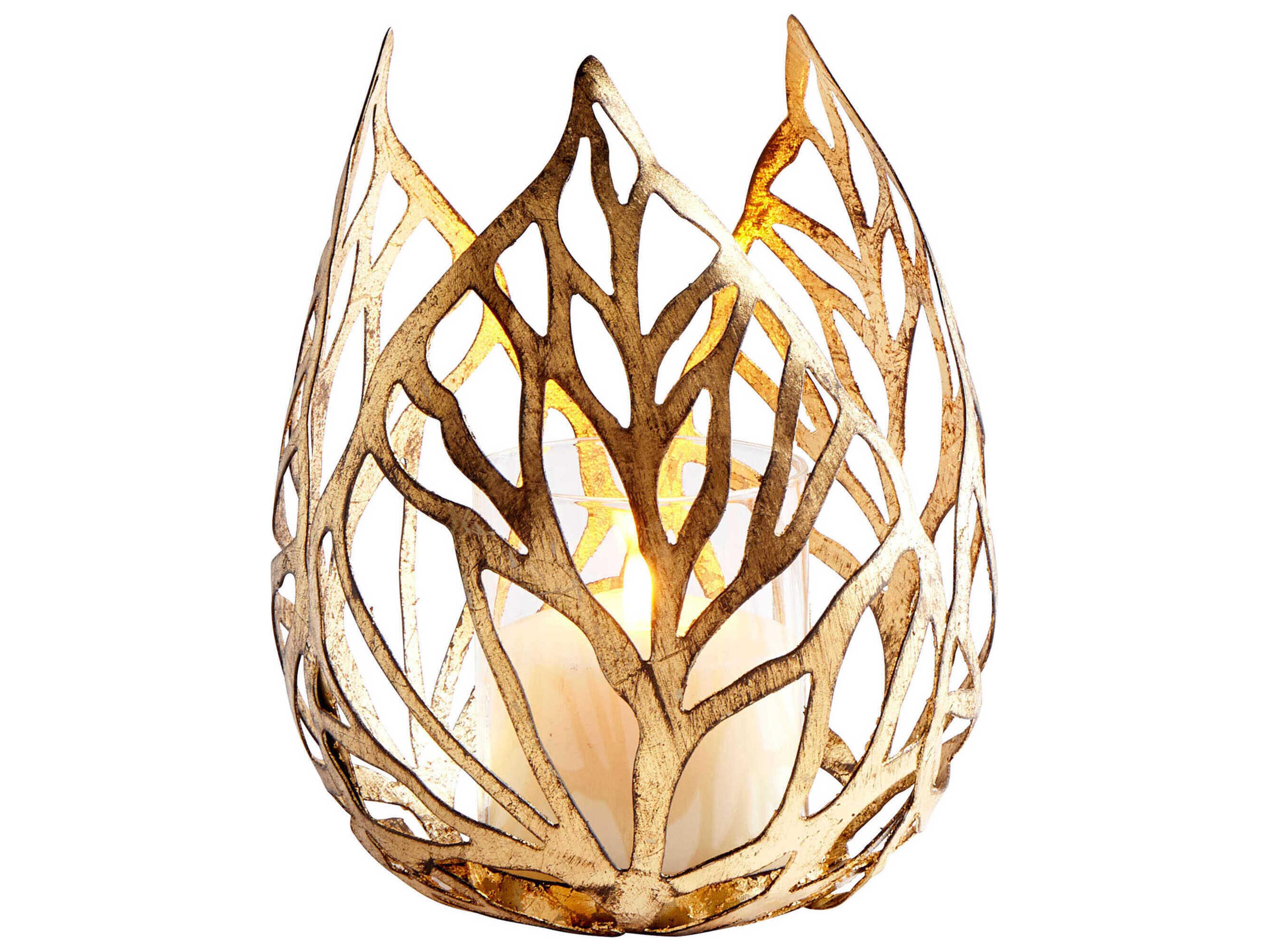 Antique Gold Sunrise Flame Candleholder