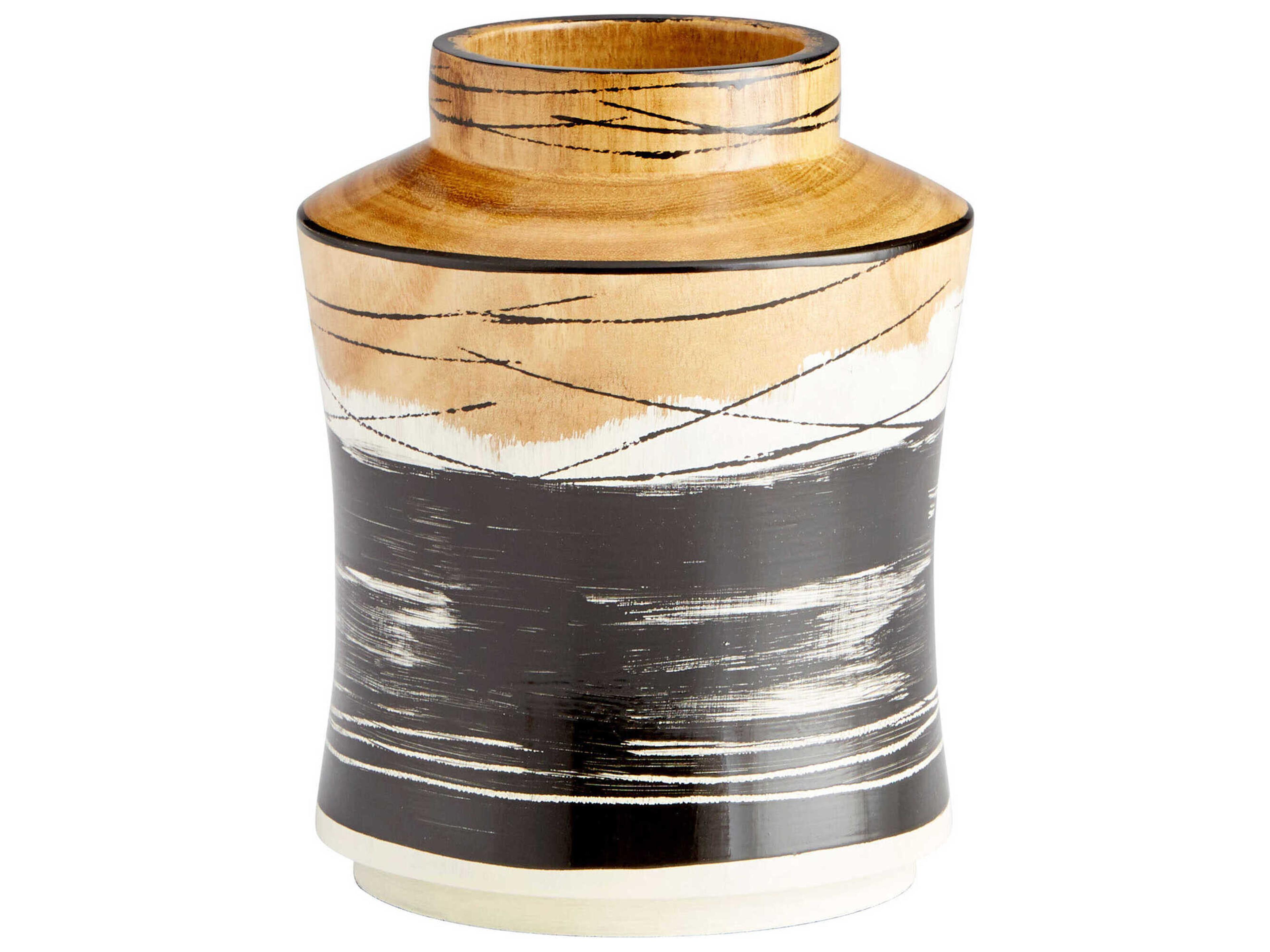 Cyan Design Black White Walnut Snow Flake Vase