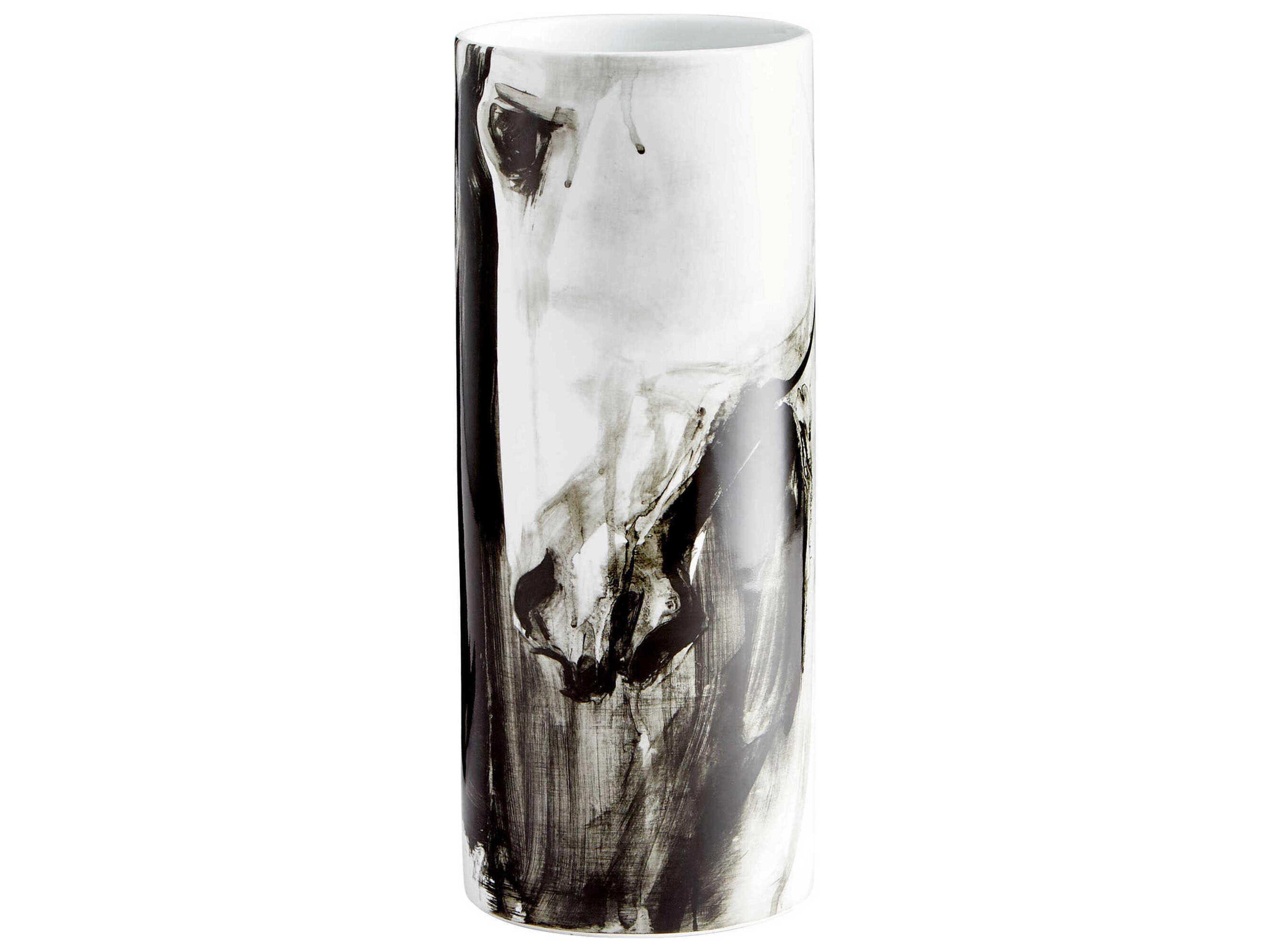 Black White Stallion Vase
