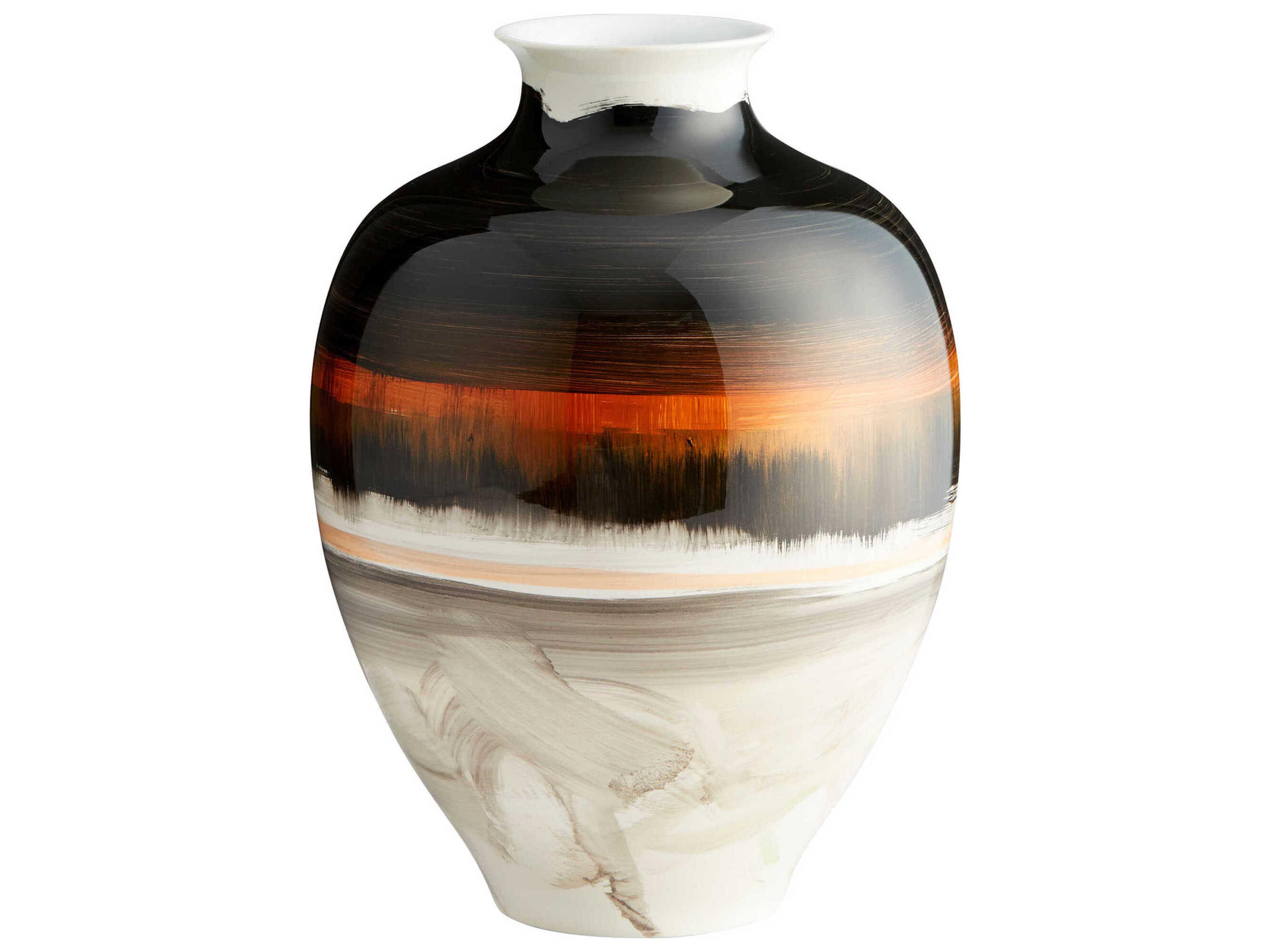 Black White Gold Indian Paint Brush Vase