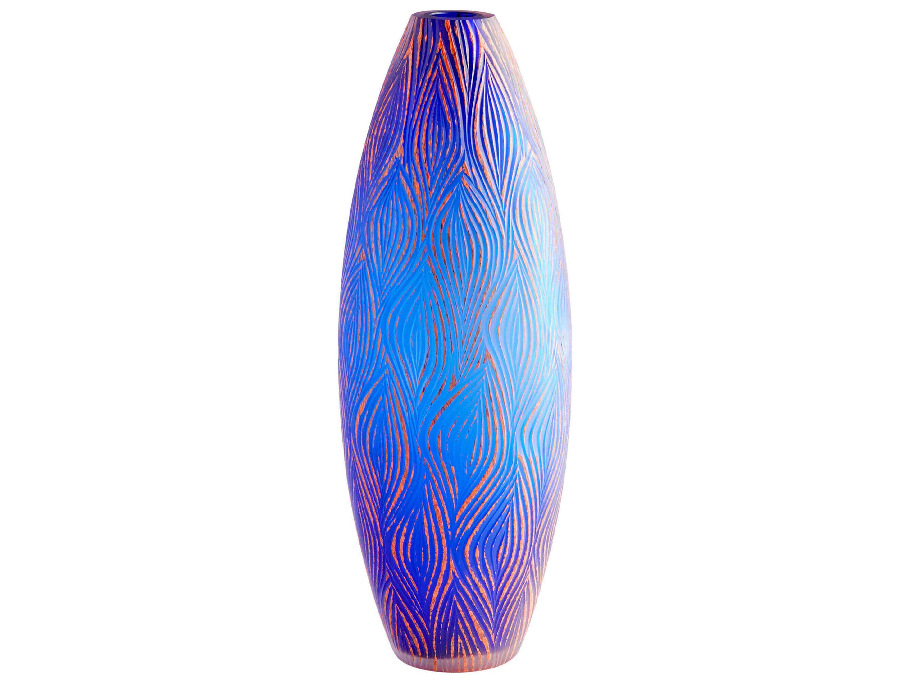 Cyan Design Fused Groove Blue Vase