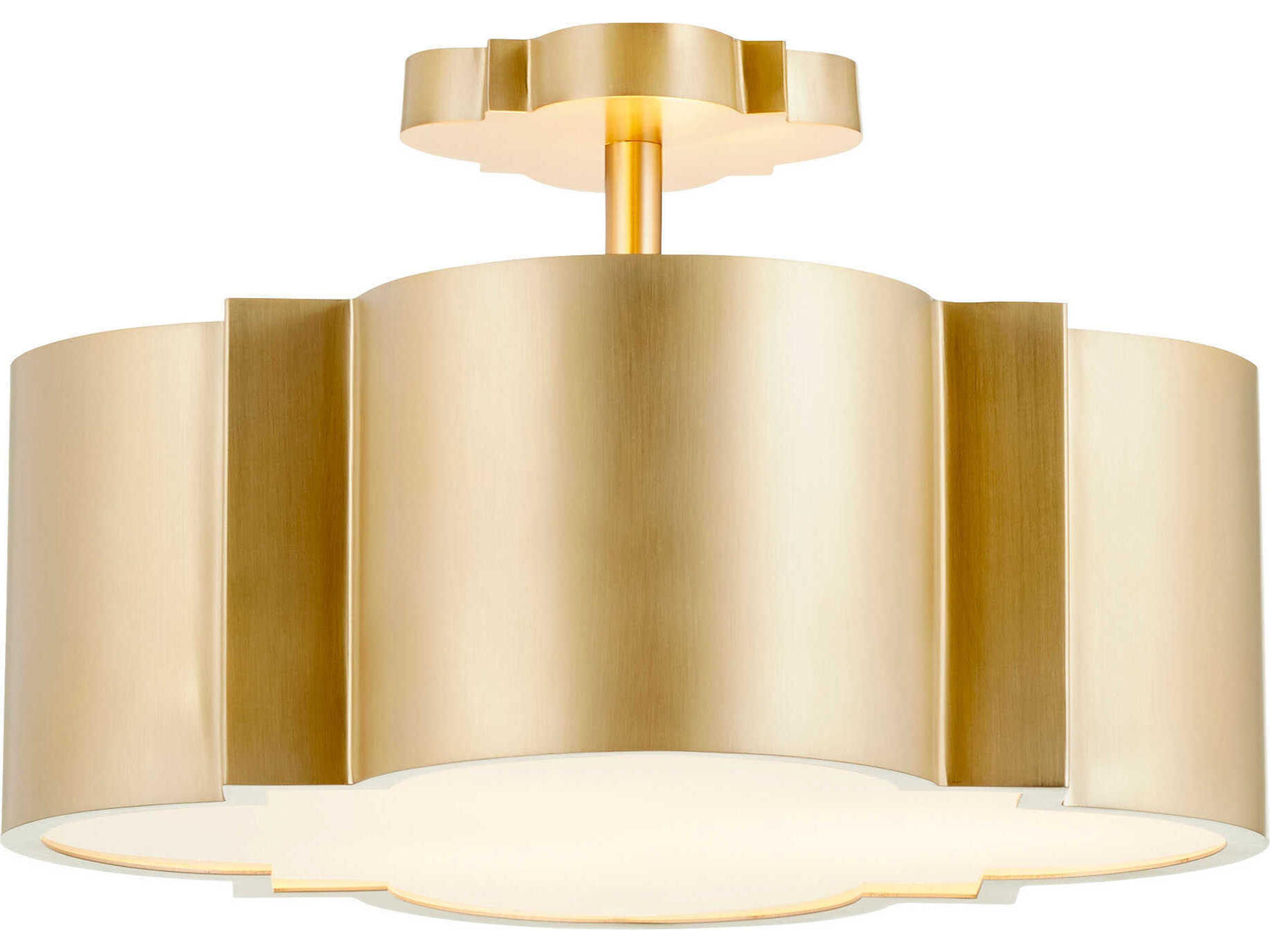Wyatt 3-Light Aged Brass Semi Flush Mount