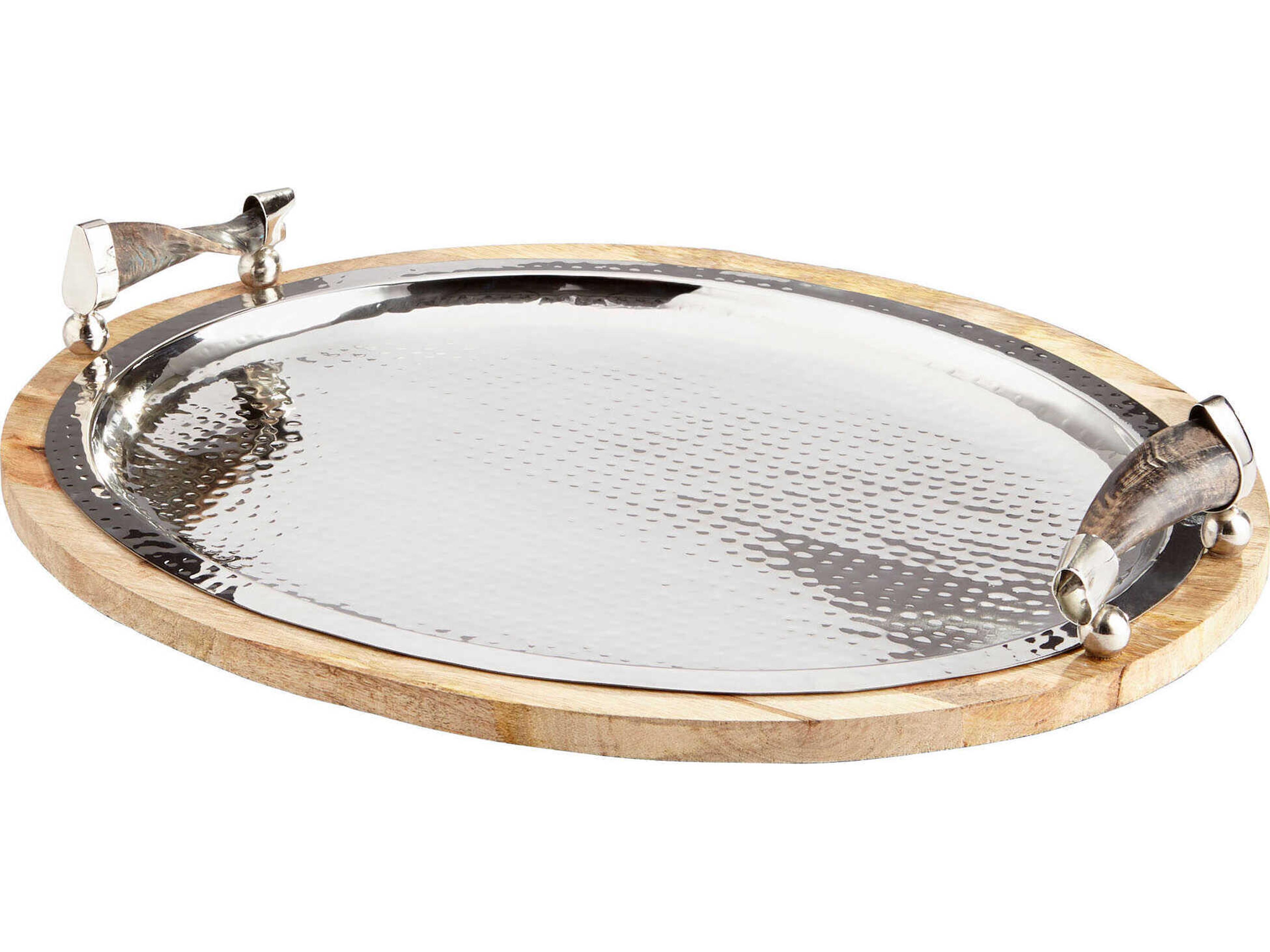 Natural Polished Nickel Cornet Serving Tray