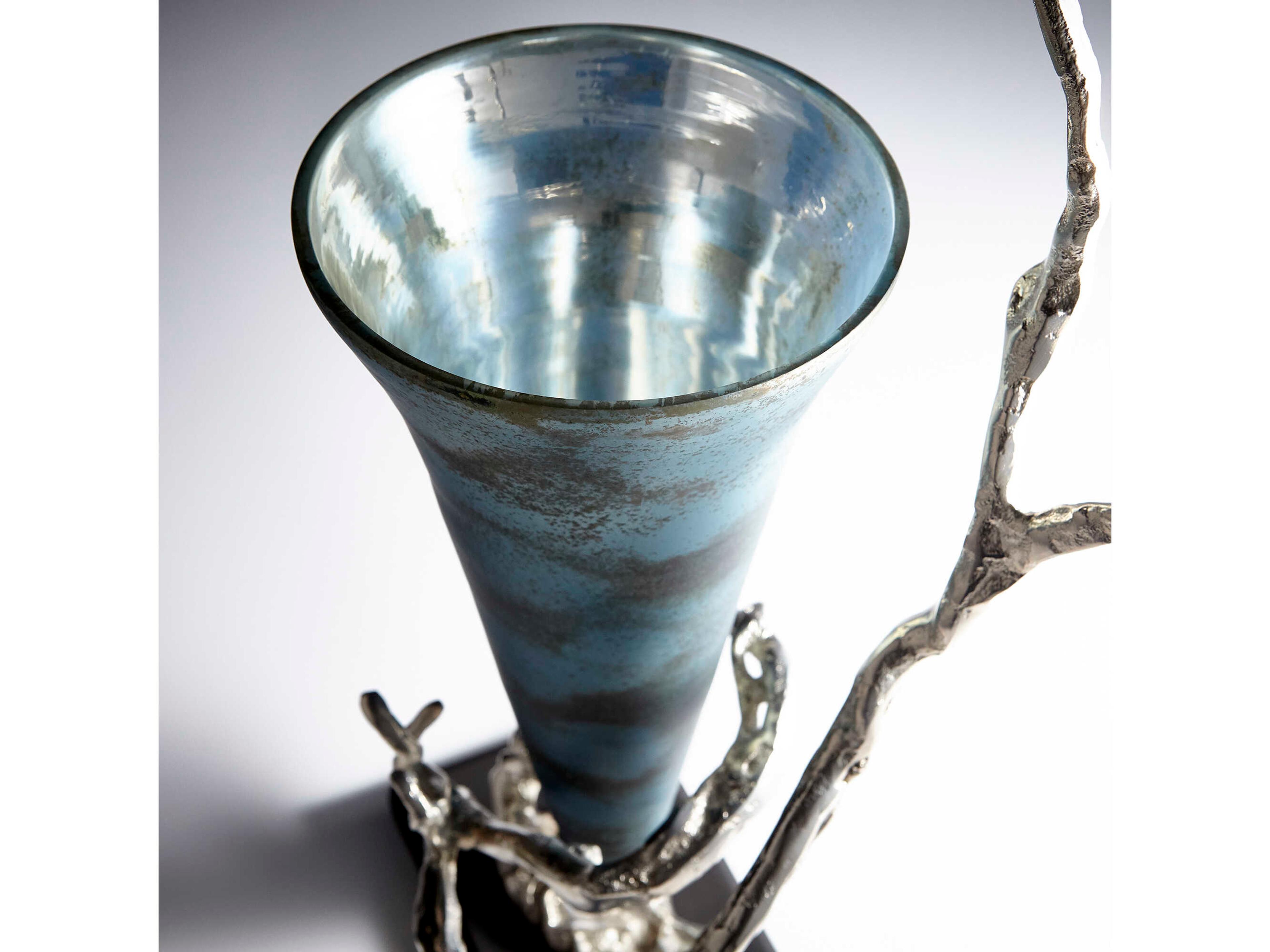 Cyan Design Nickel Blue Mist Glass Gianni Vase