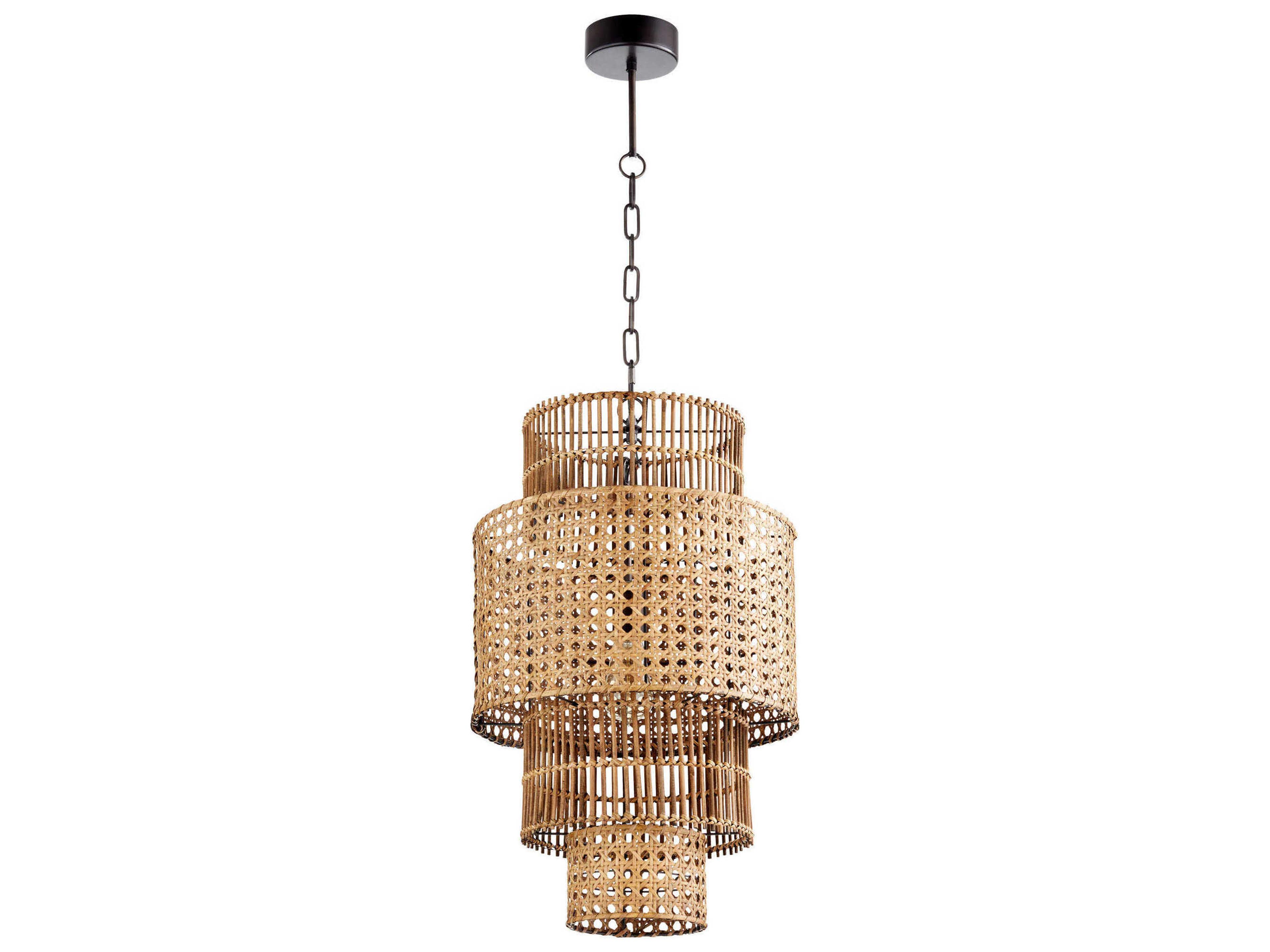 Wickham 1-Light Rattan Brown Cylinder Pendant