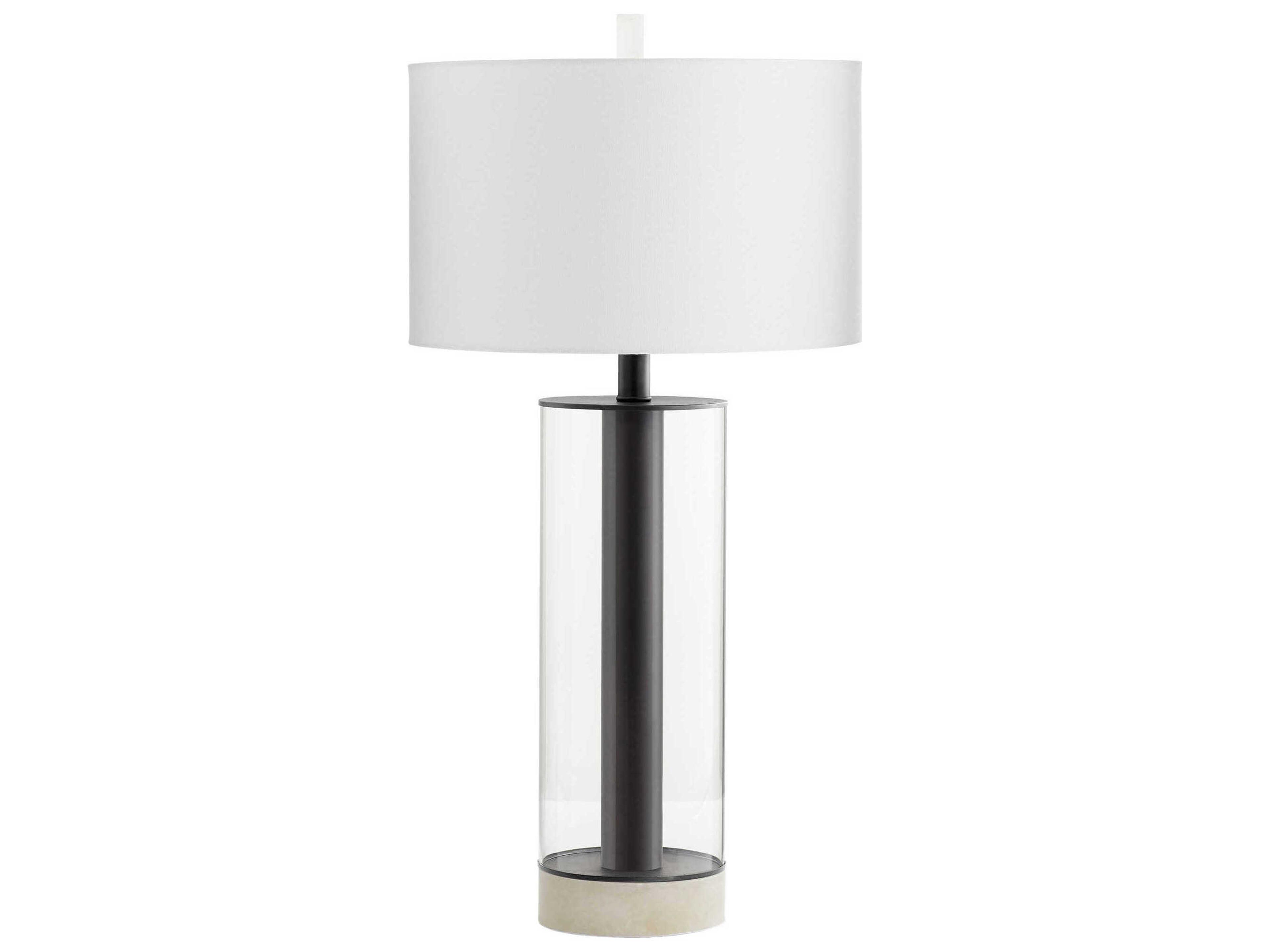Messier Gunmetal Off White Linen Black Buffet Lamp