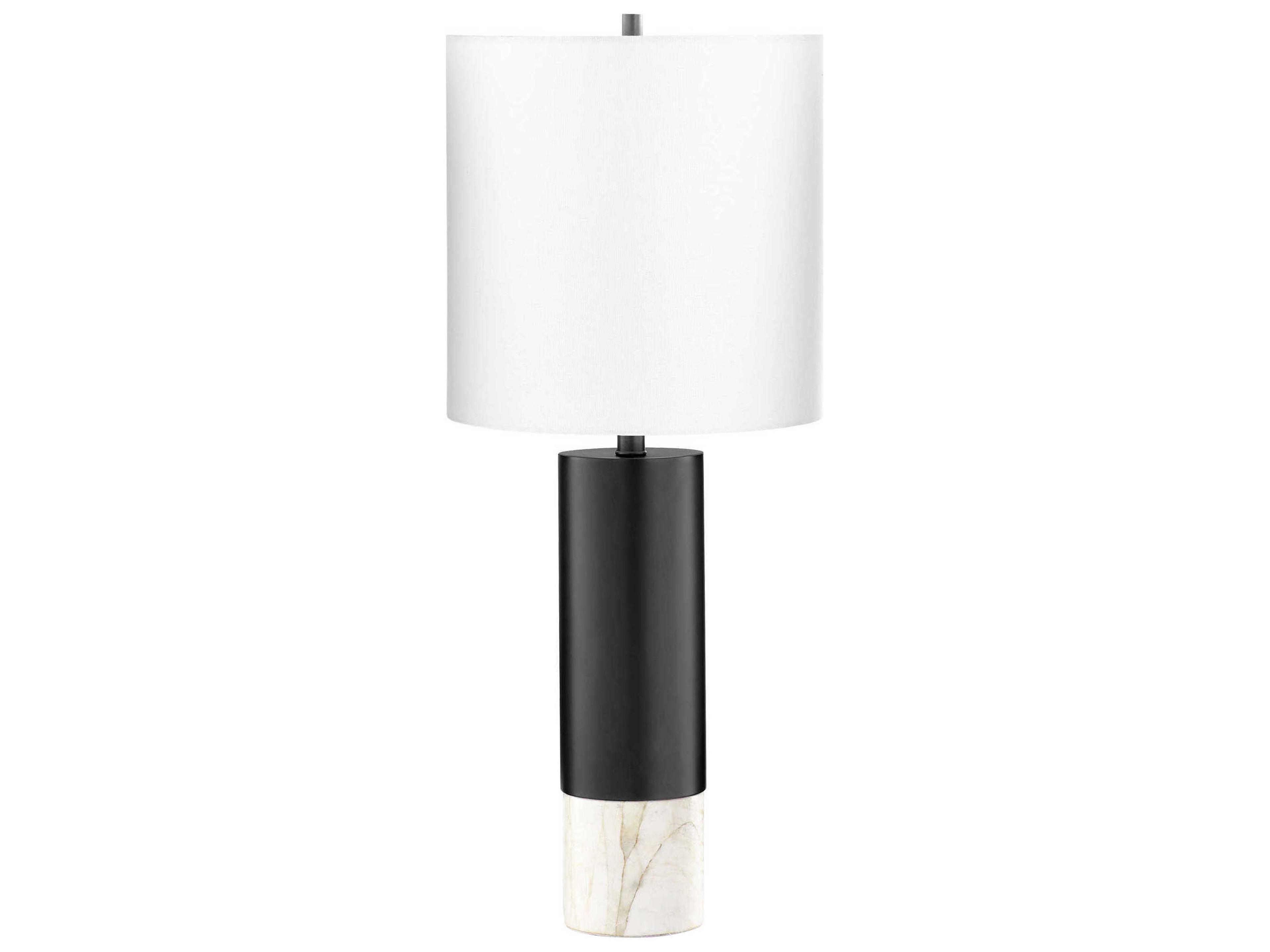 Adana Gun Metal Off White Linen Black Buffet Lamp