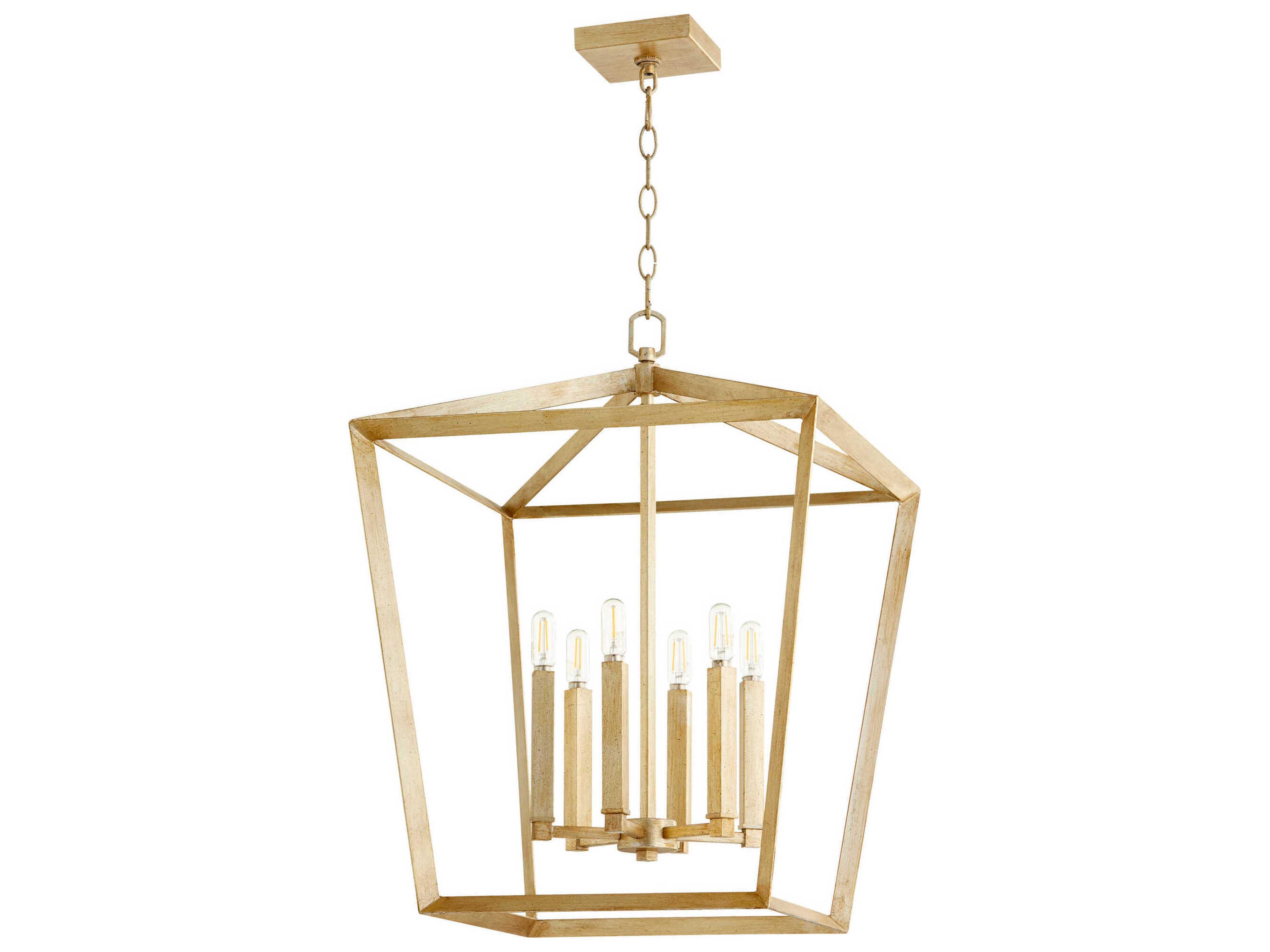 Hyperion 6-Light Aged Silver Leaf Lantern Pendant