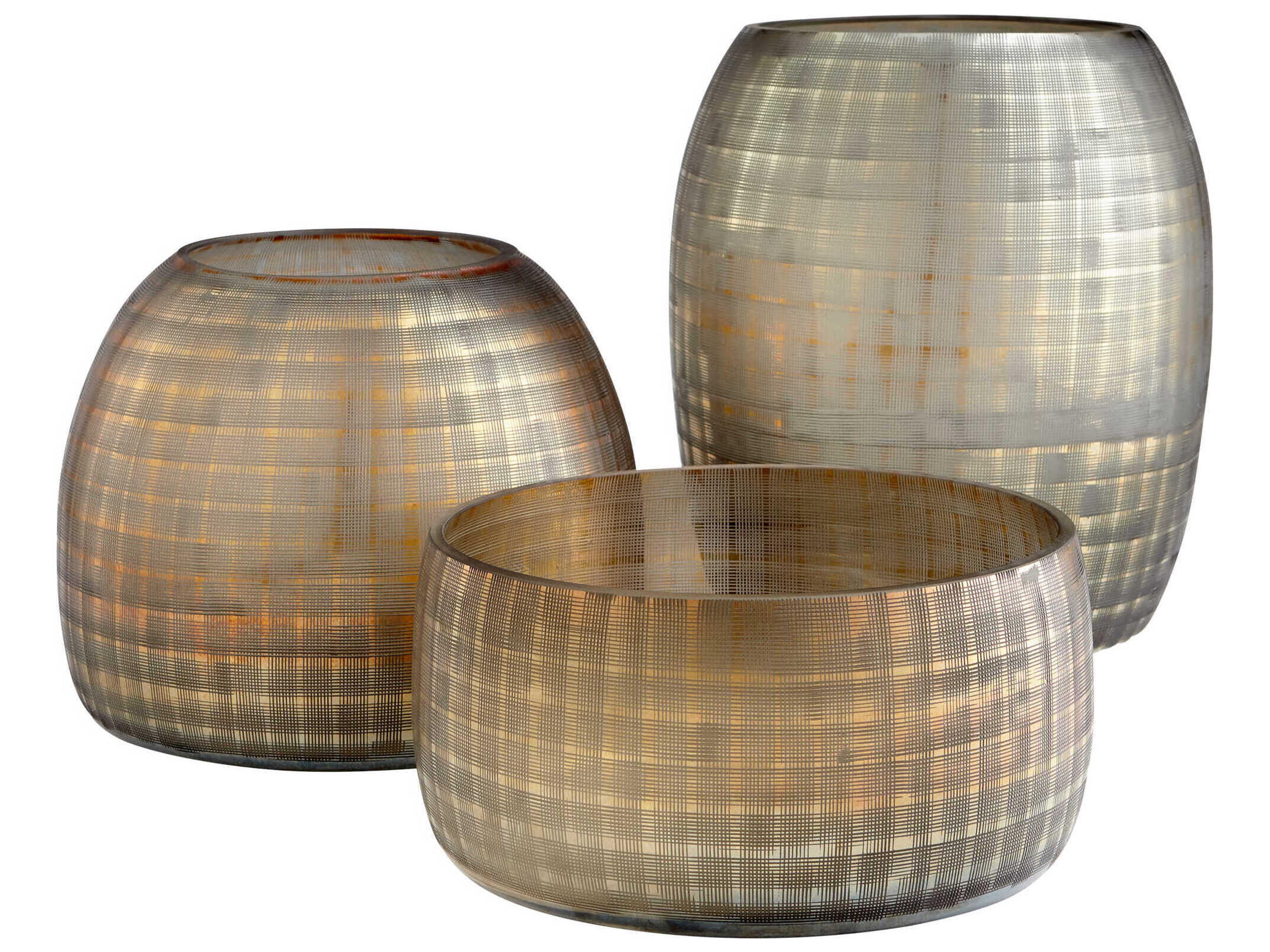 Cyan Design Combed Iridescent Gold Gradient Grid Vase