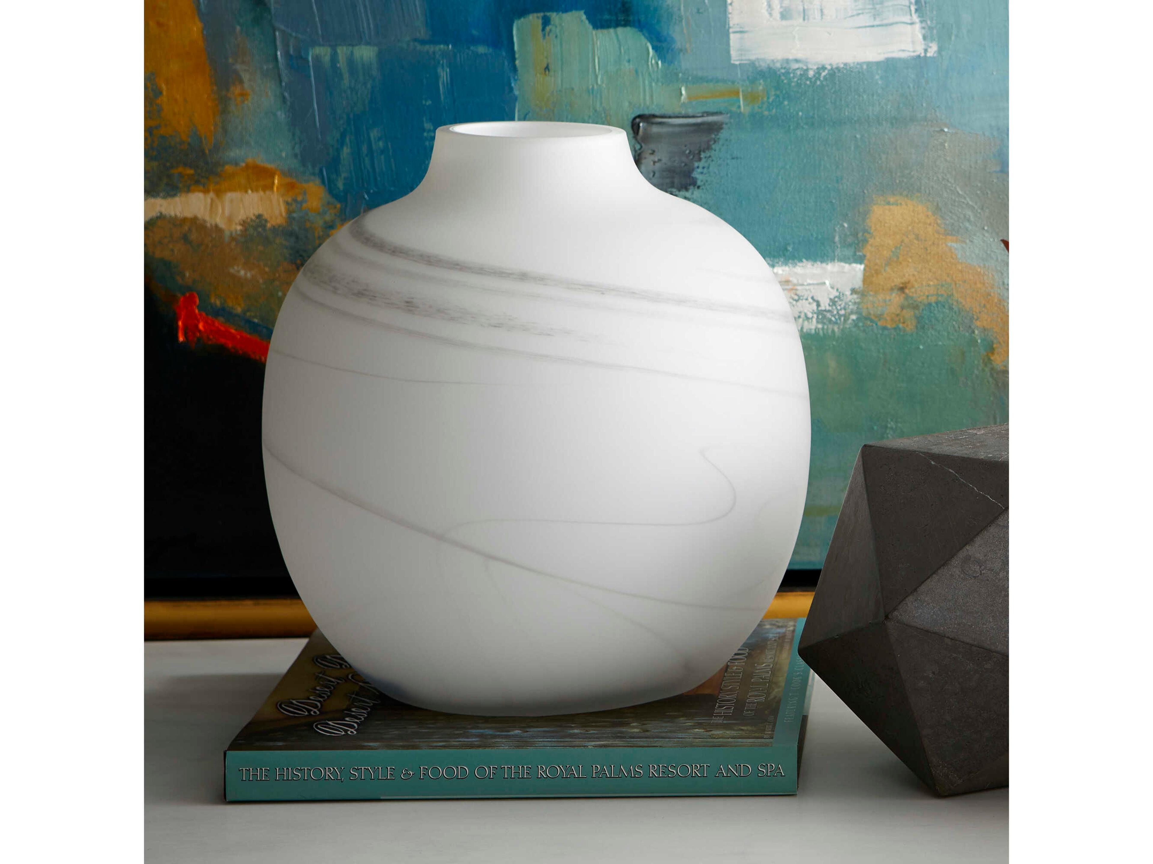 Cyan Design White Black Swirl Moon Mist Vase