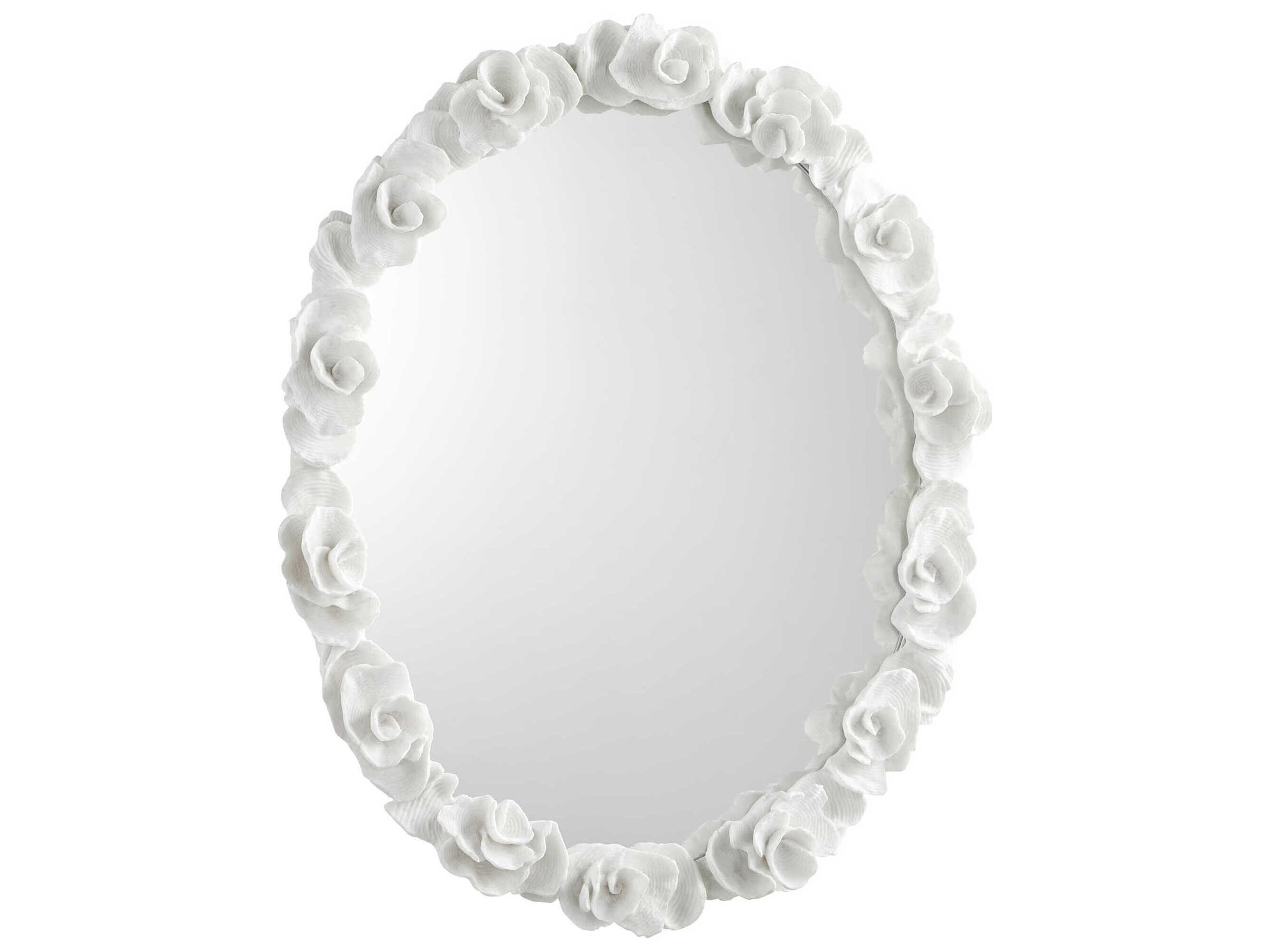 Gardenia White Oval Wall Mirror