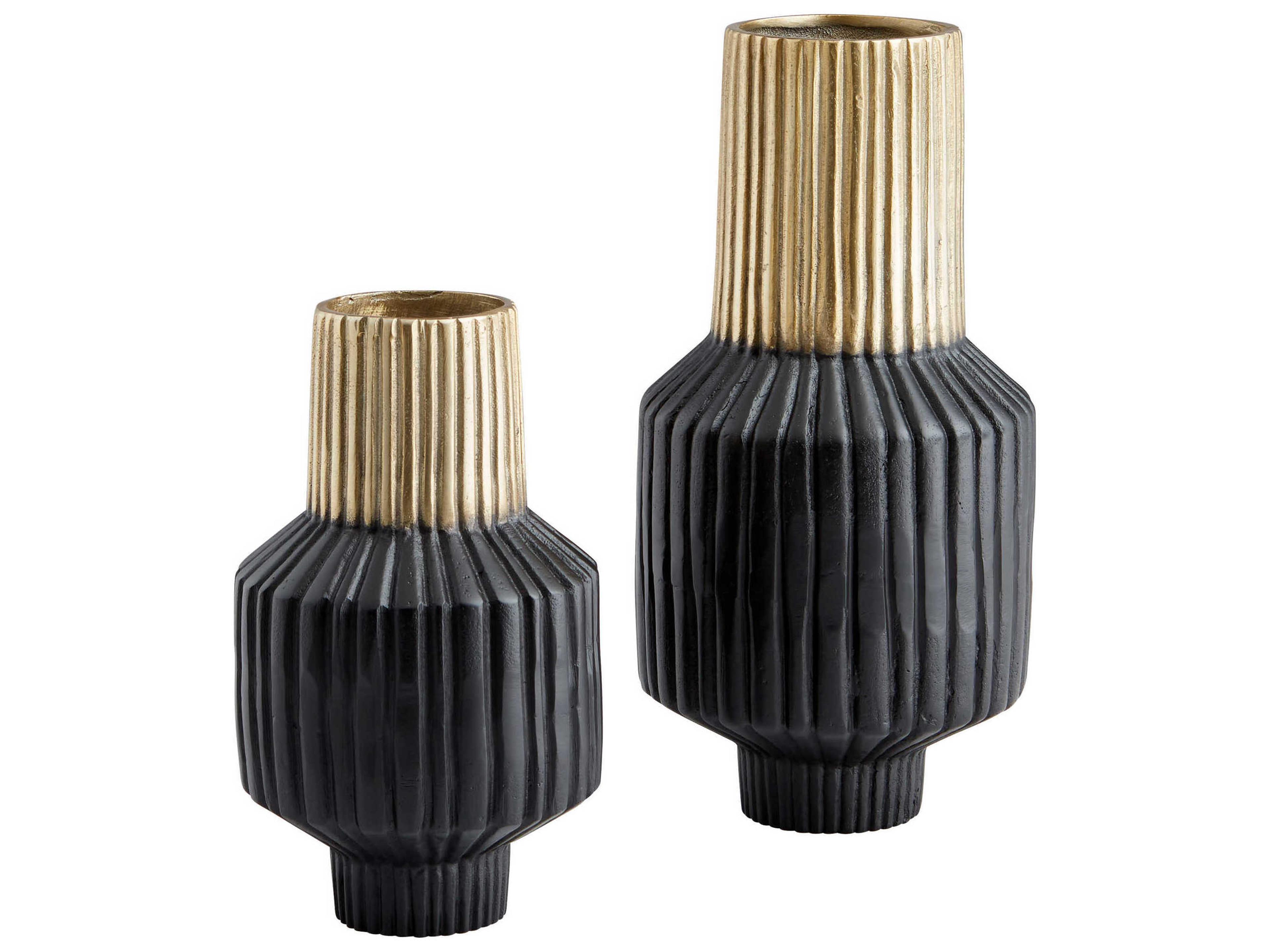 Cyan Design Matt Black Gold Allumage Vase