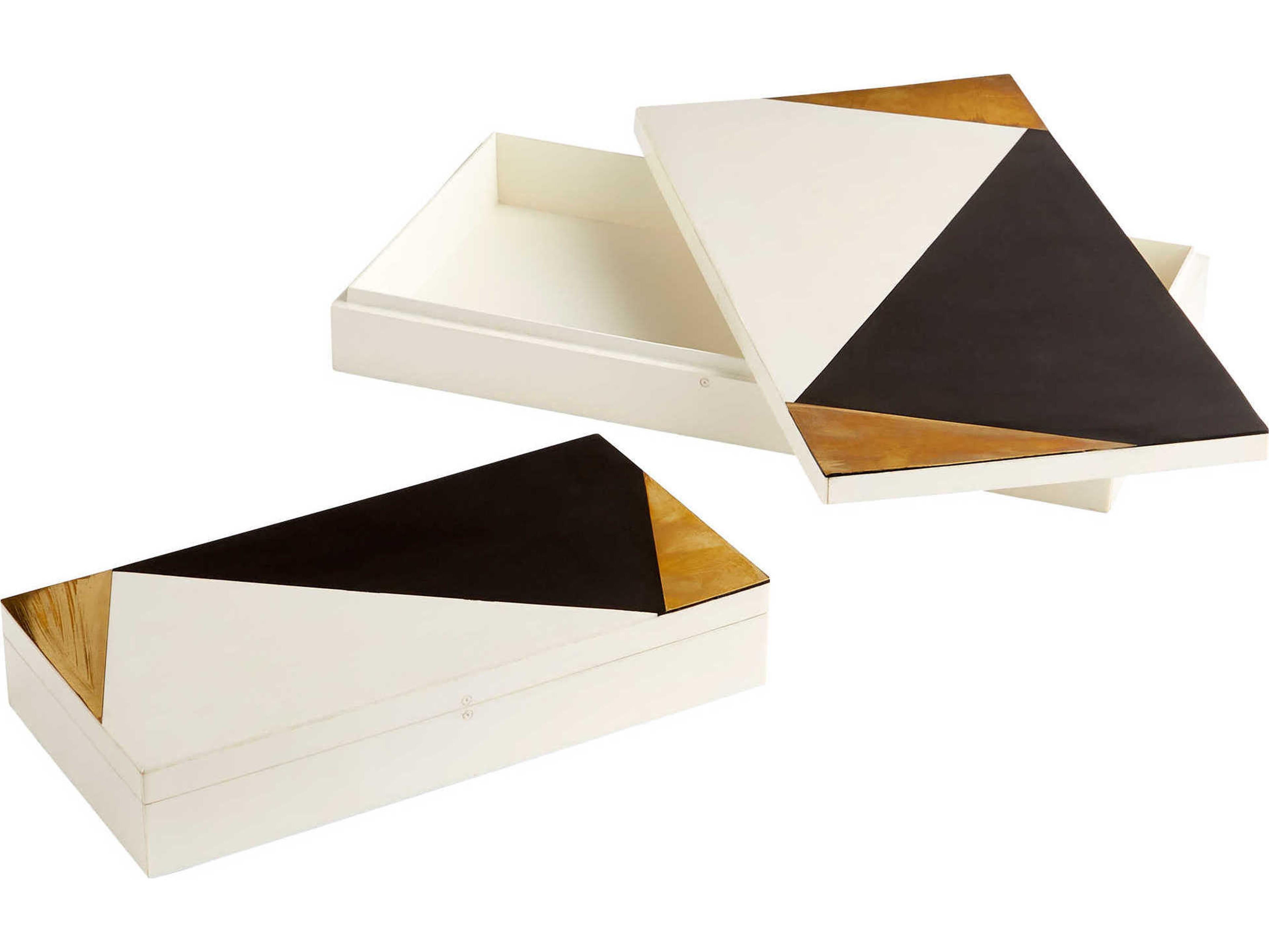 Cyan Design Black / Gold White 14" Modametric Container