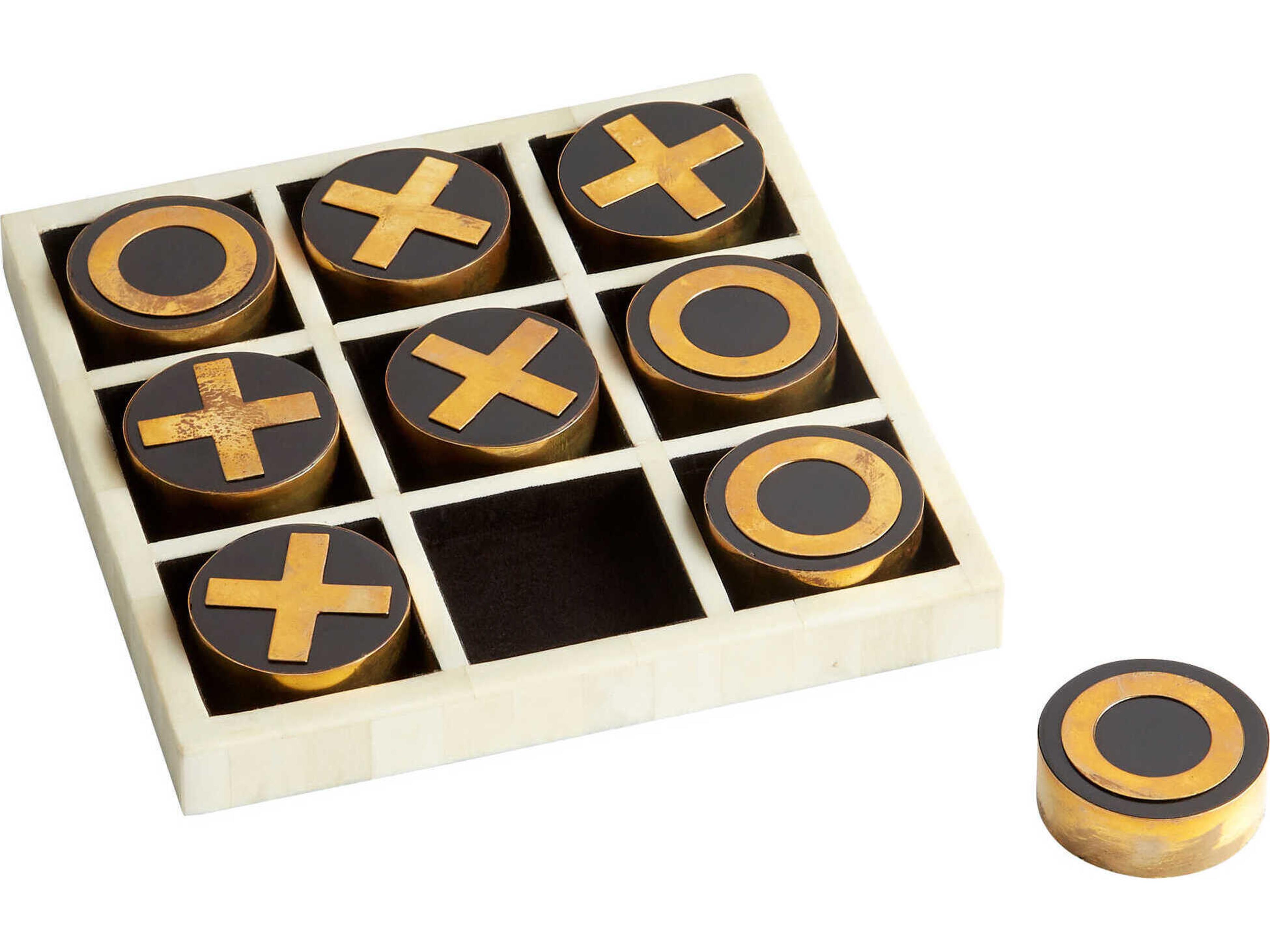 Cyan Design Black Gold White Noughts & Crosses Sculpture