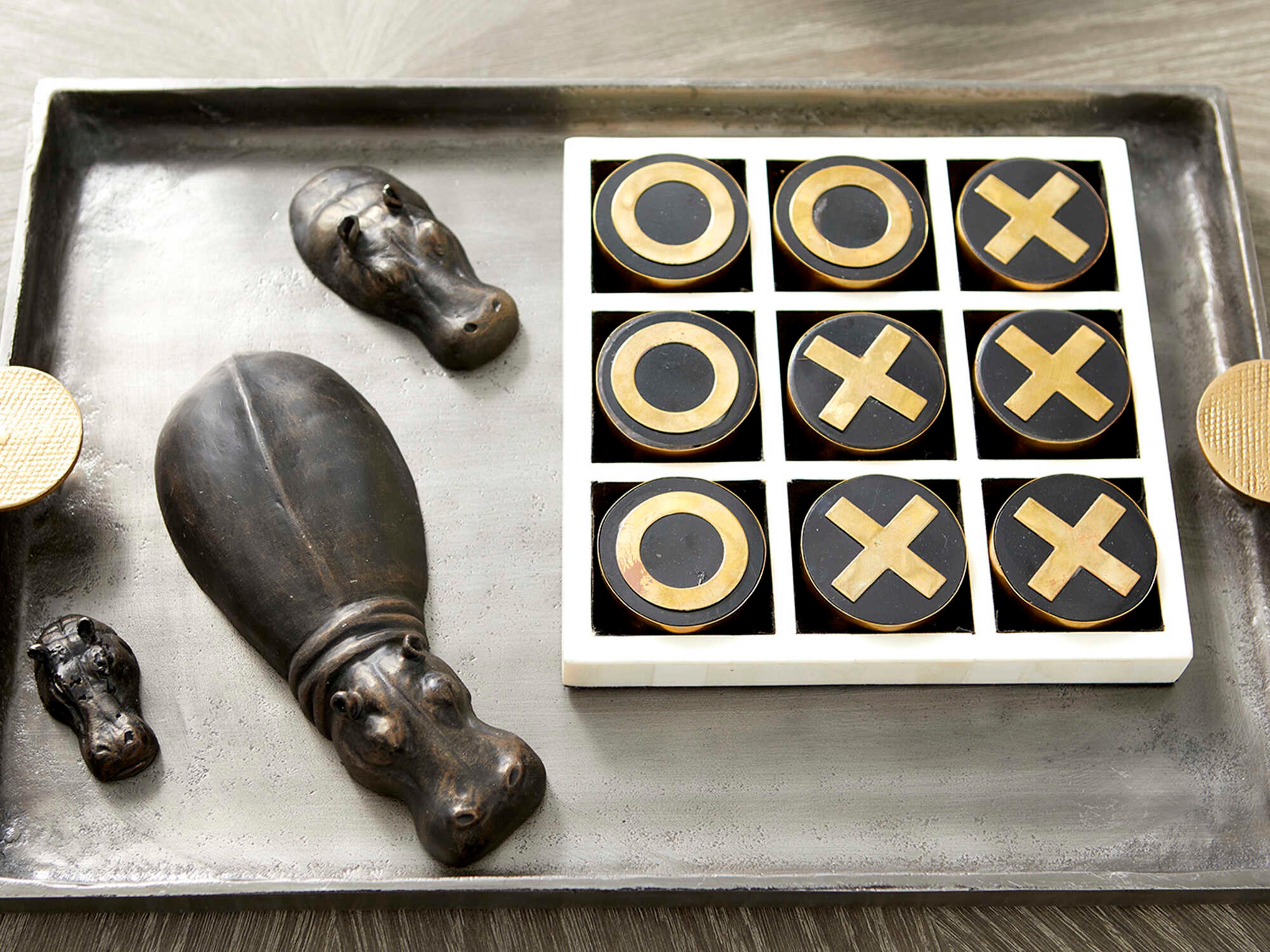 Cyan Design Black Gold White Noughts & Crosses Sculpture