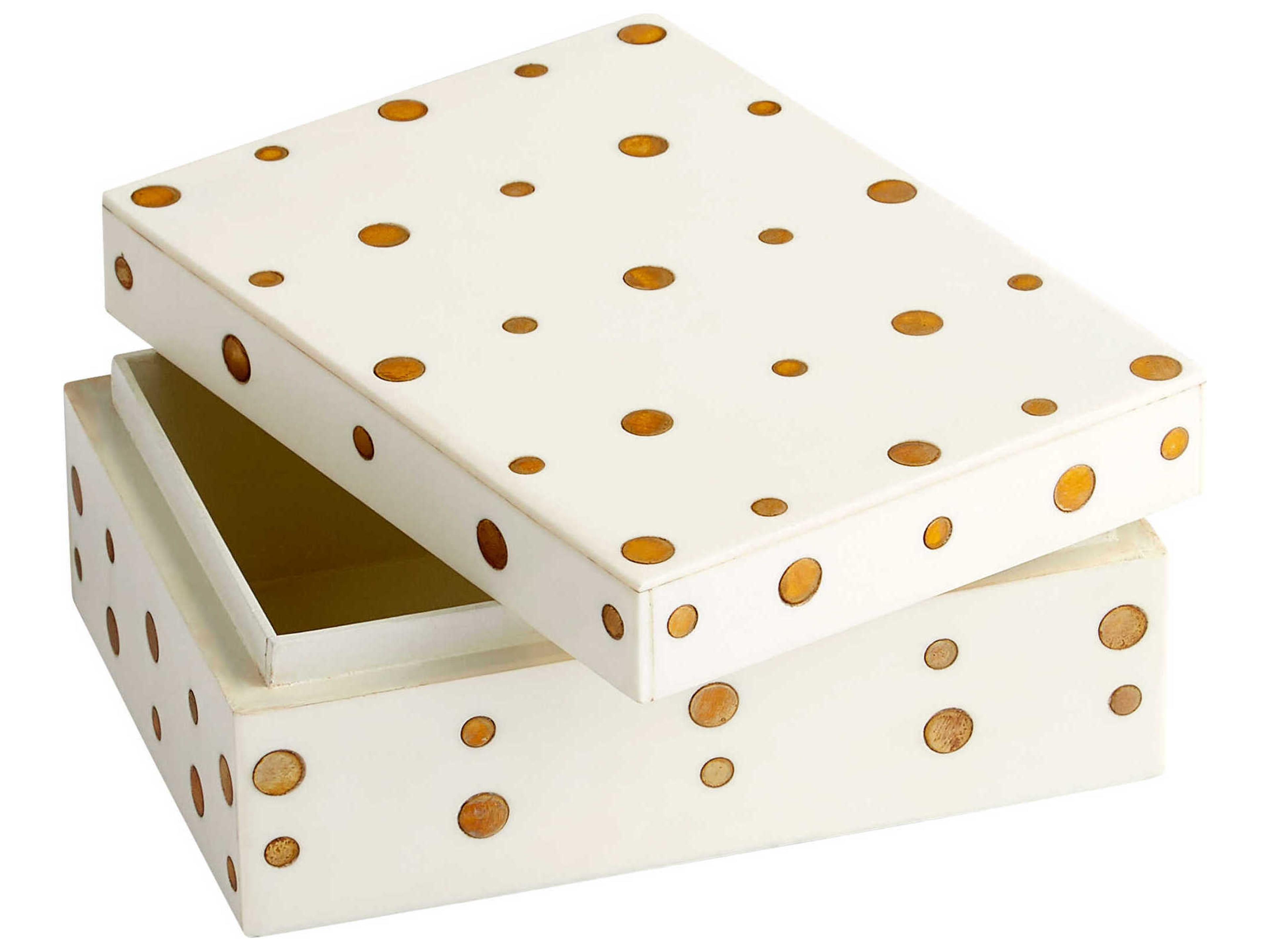 Cyan Design White Brass Dot Container