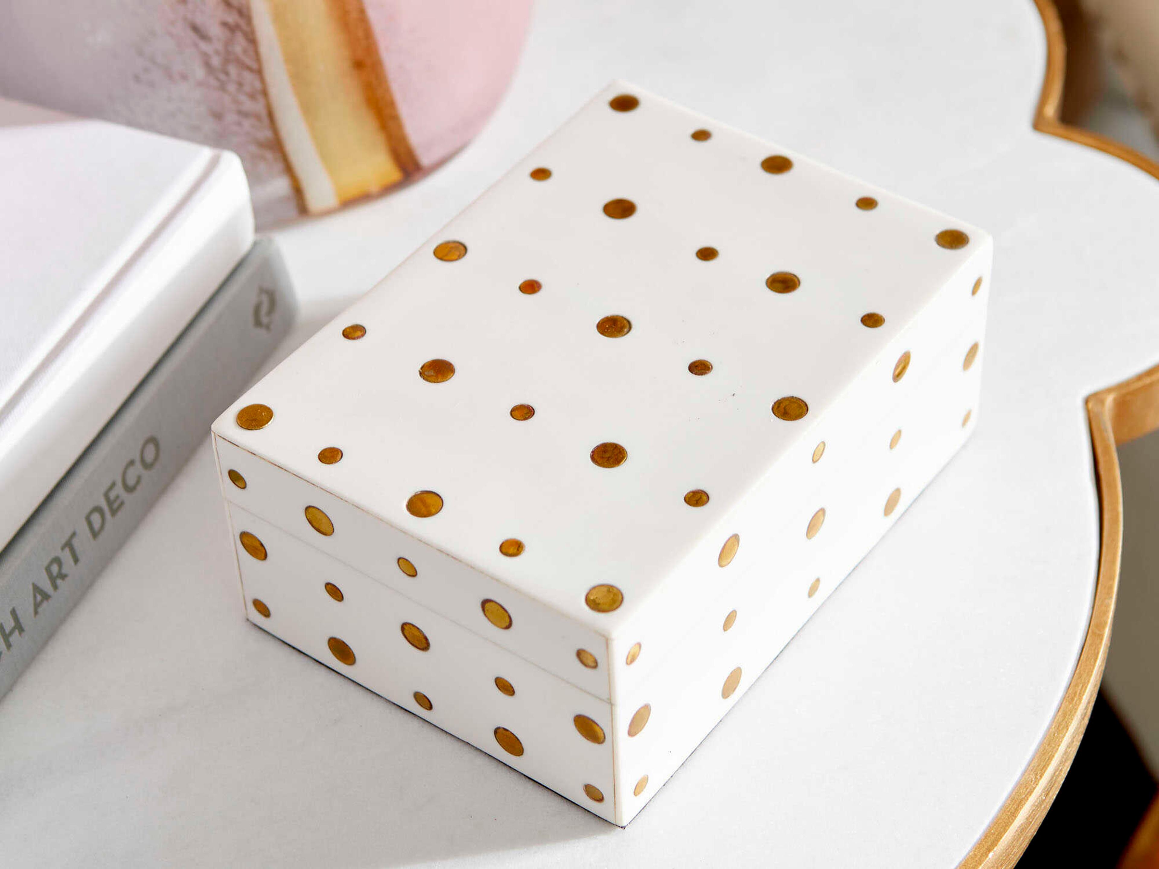 Cyan Design White Brass Dot Container