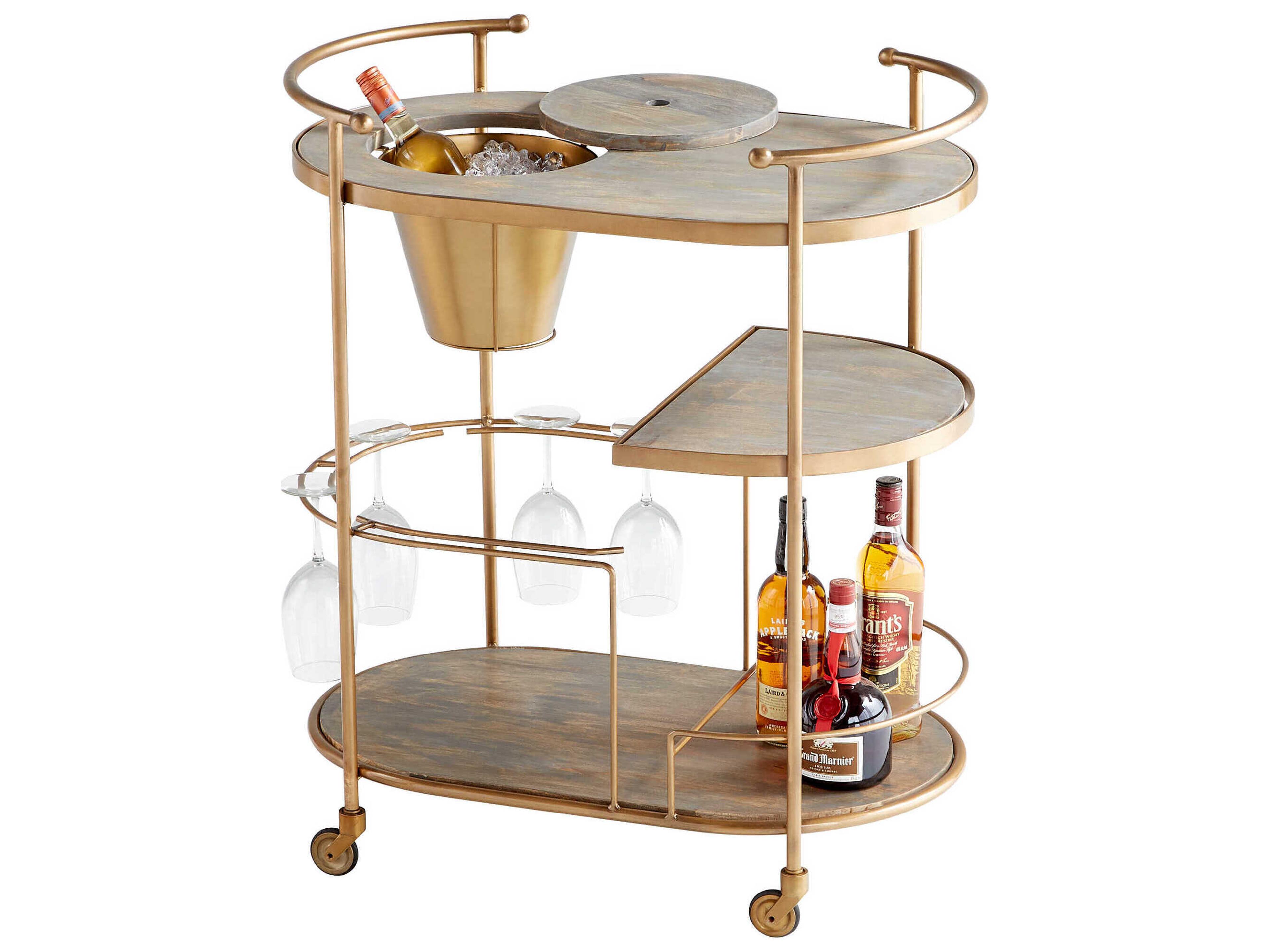 Cyan Design Barcraft Wood Antique Brass Bar Cart