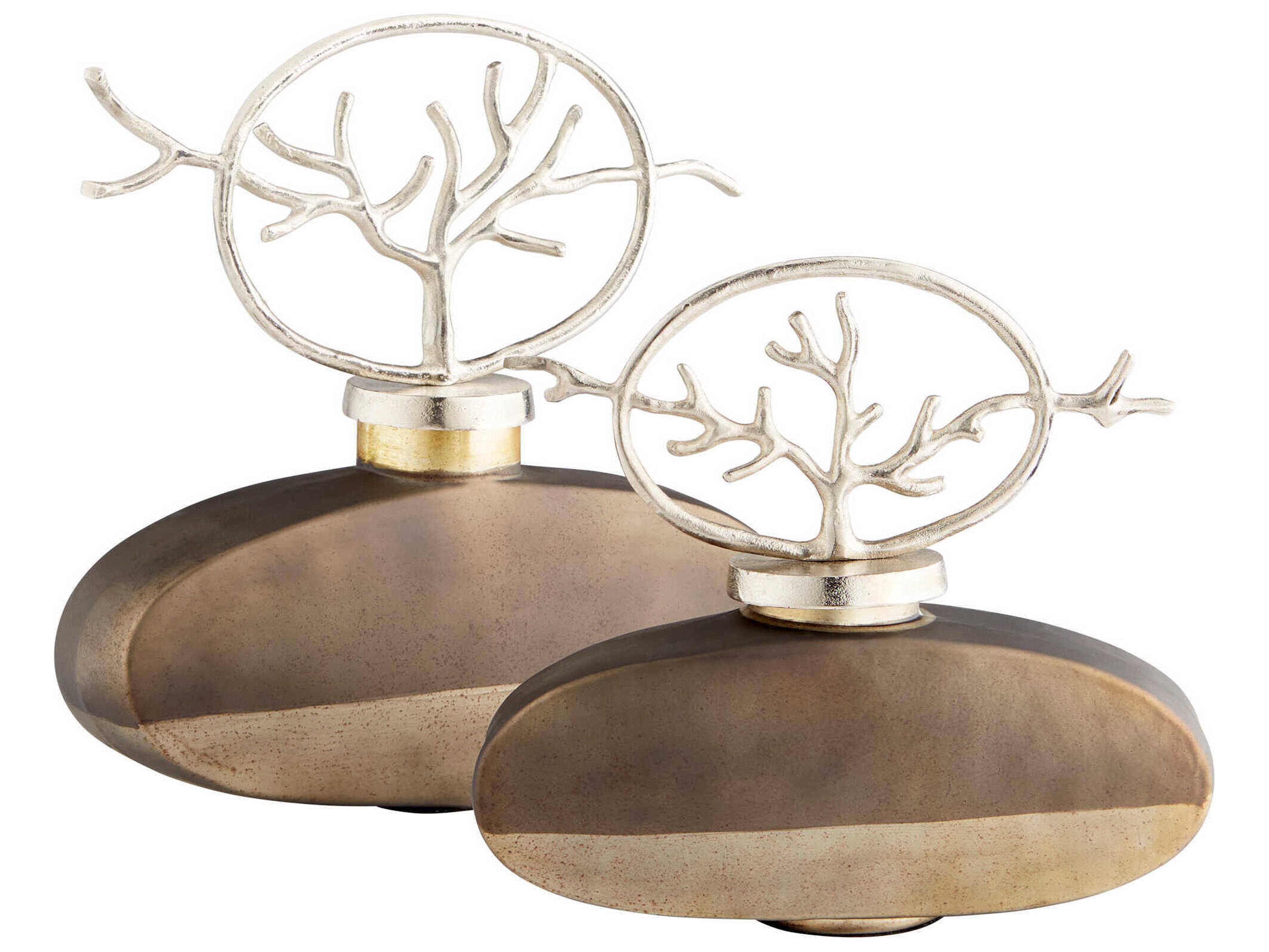 Cyan Design Black Onyx Nickel Round Viewleaf Sculpture