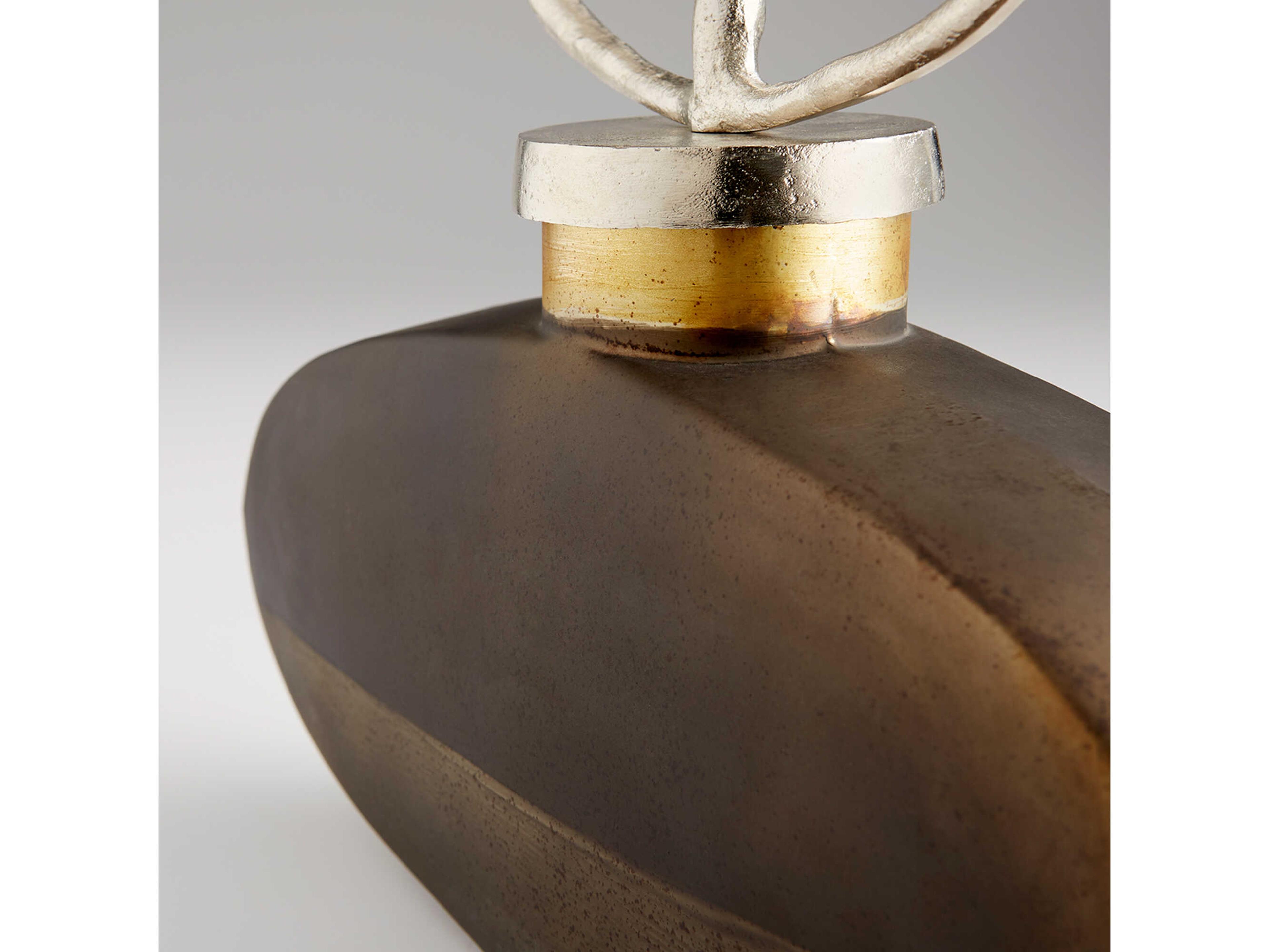 Cyan Design Black Onyx Nickel Round Viewleaf Sculpture