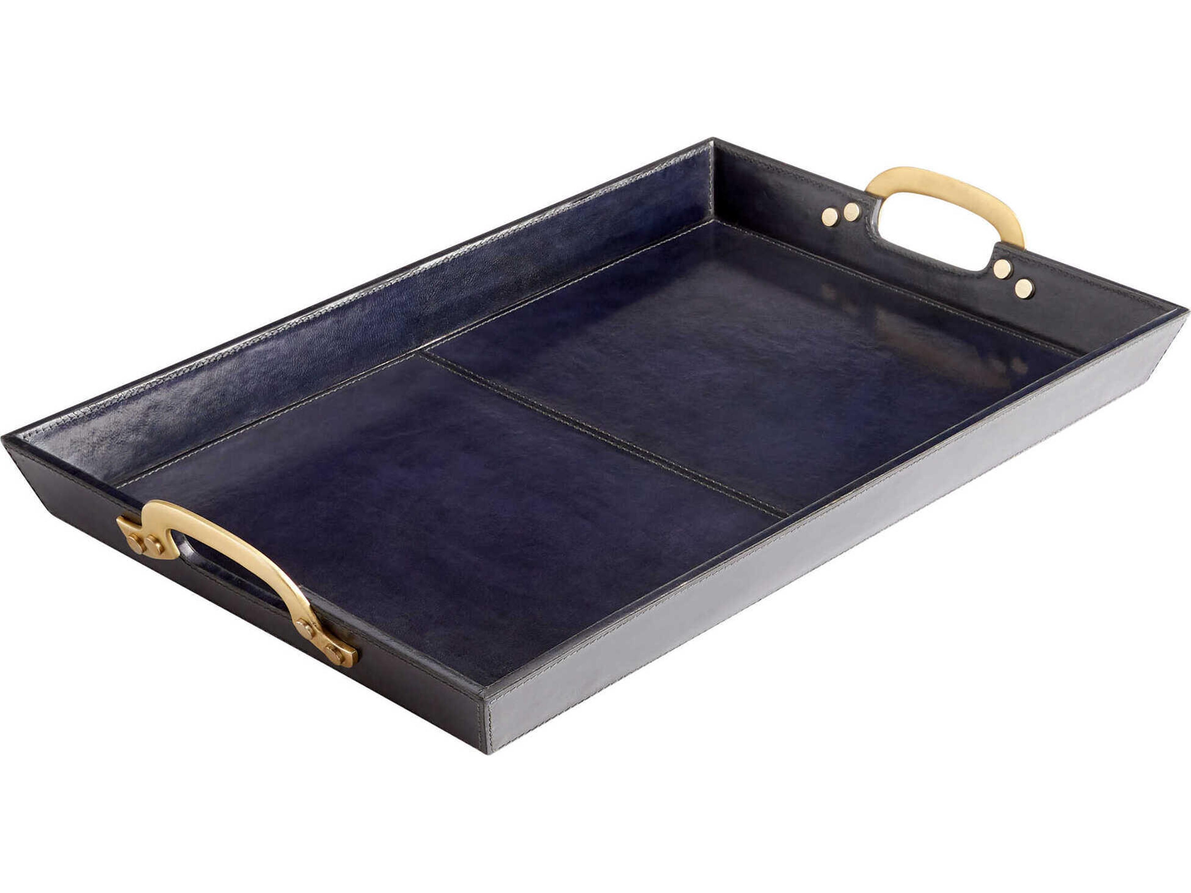 Blue Antique Brass McQueen Serving Tray