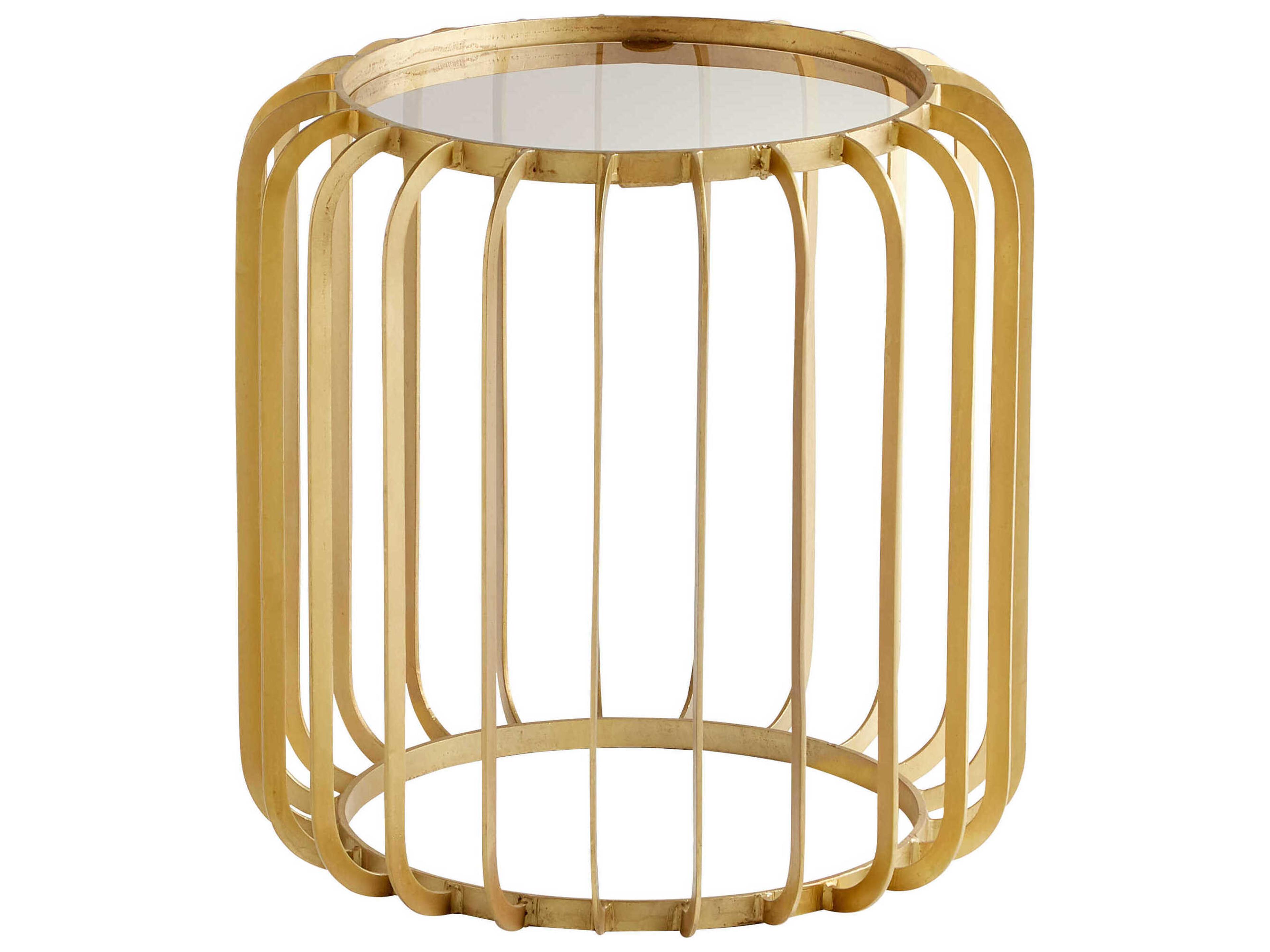 Round Glass Gold End Table