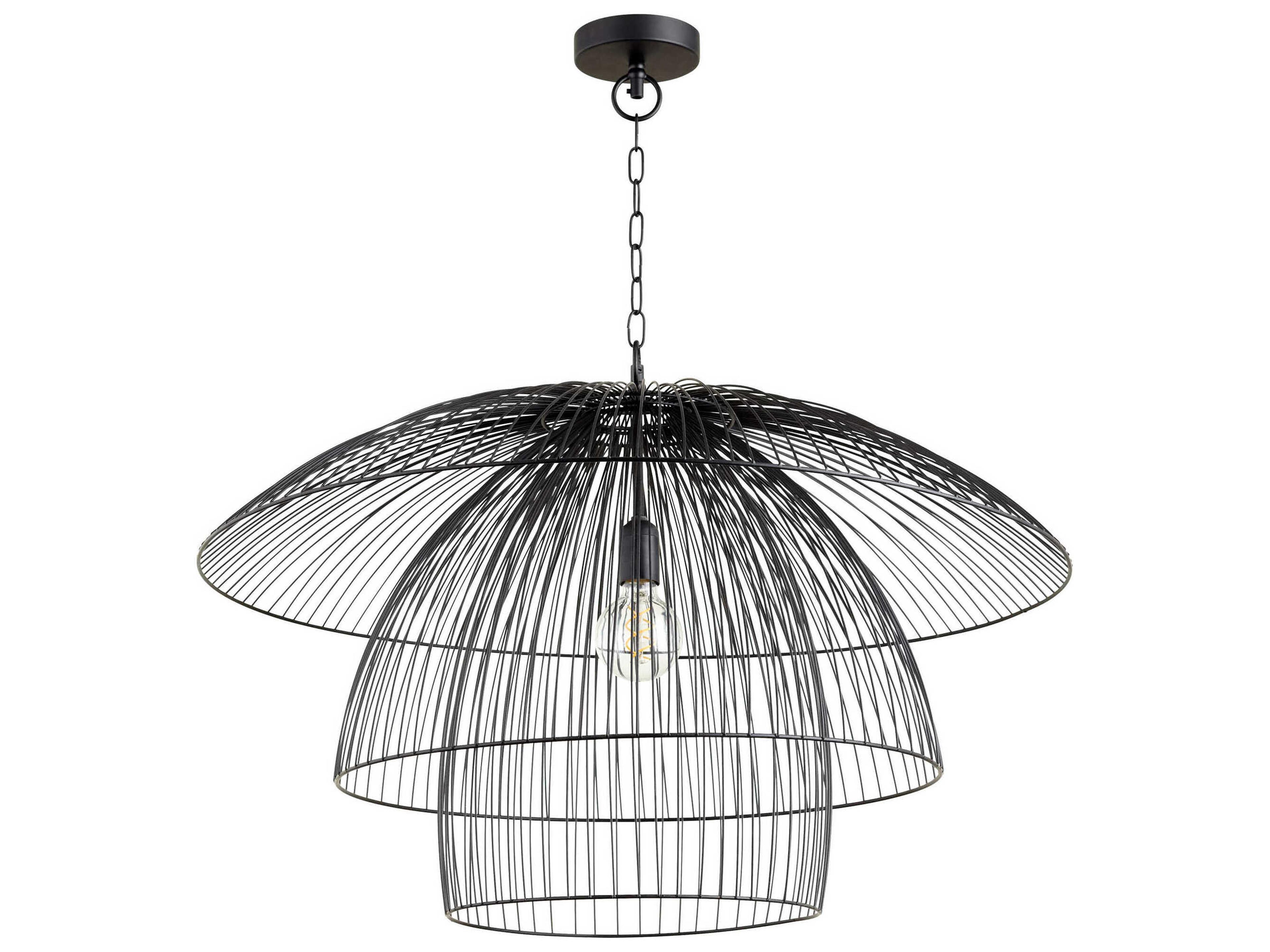 1-Light Matte Black Geometric Pendant