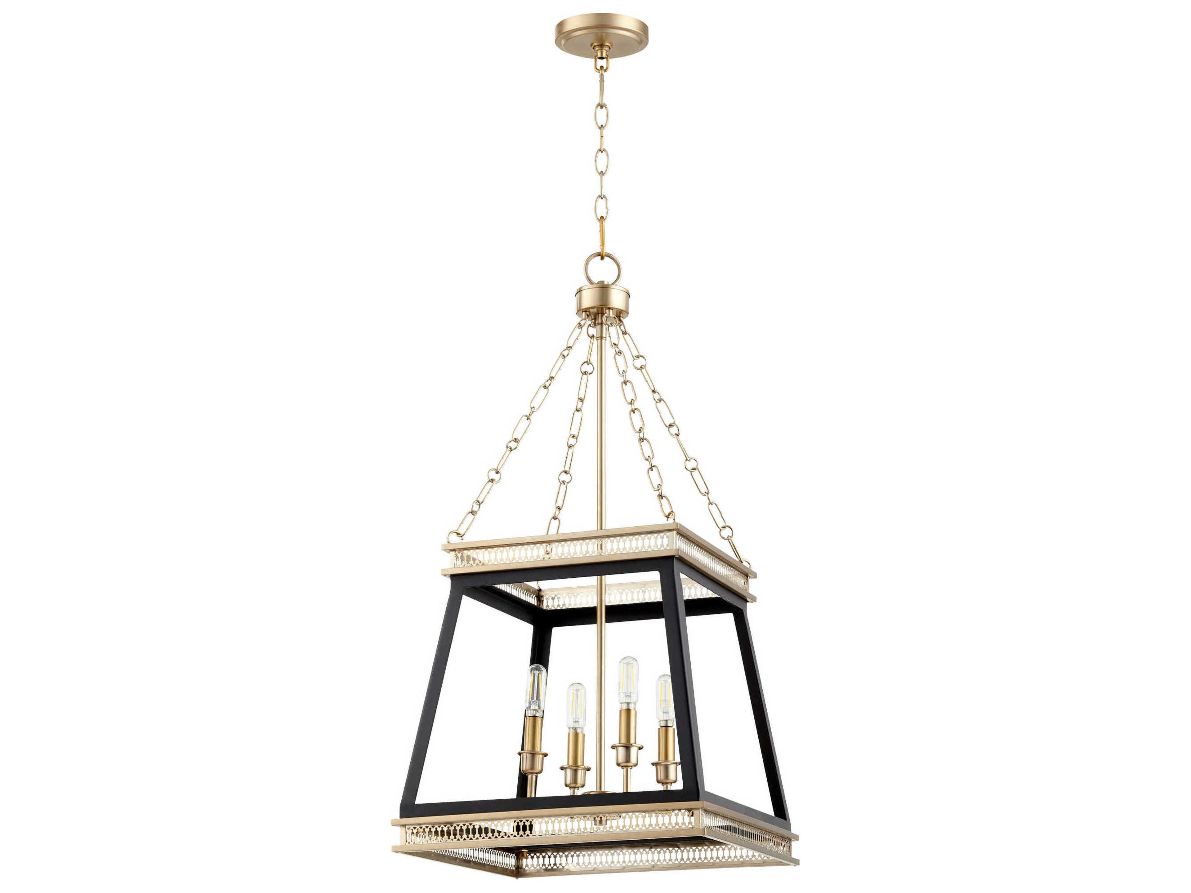 4-Light Noir Aged Brass Black Candelabra Chandelier