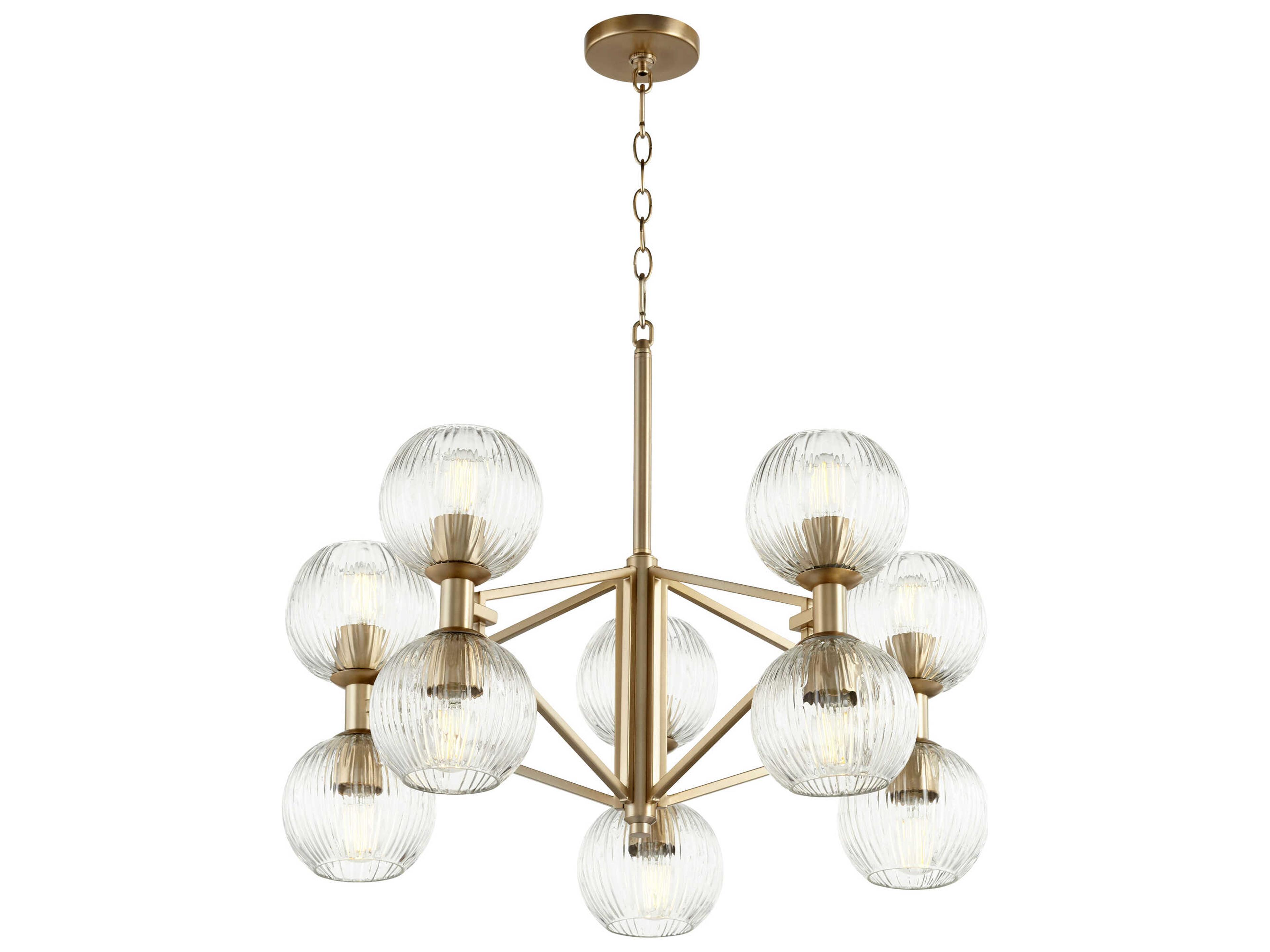 Cyan Design 10-Light Aged Brass Glass Globe Chandelier