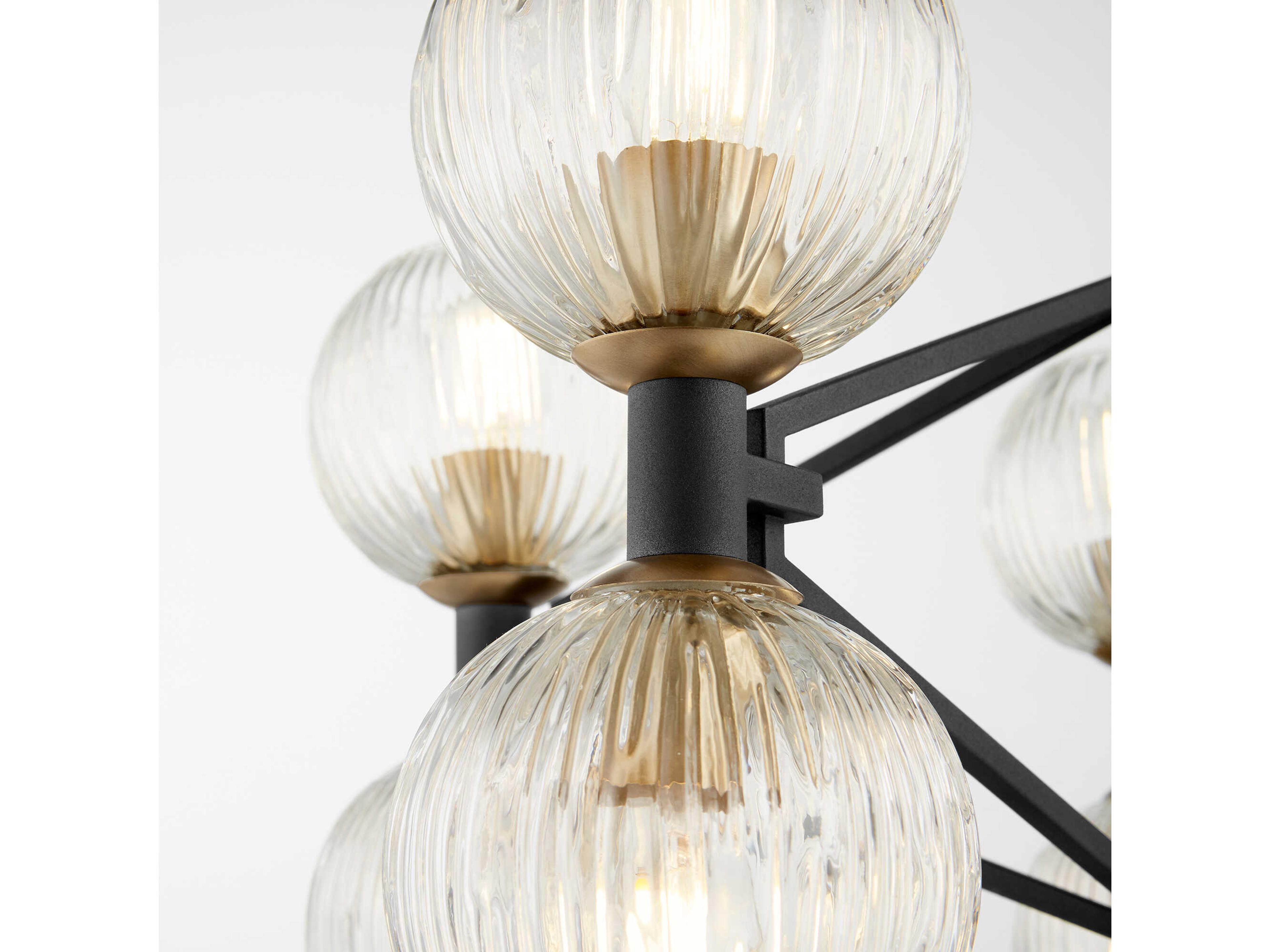 Cyan Design 10-Light Noir Aged Brass Black Glass Globe Chandelier