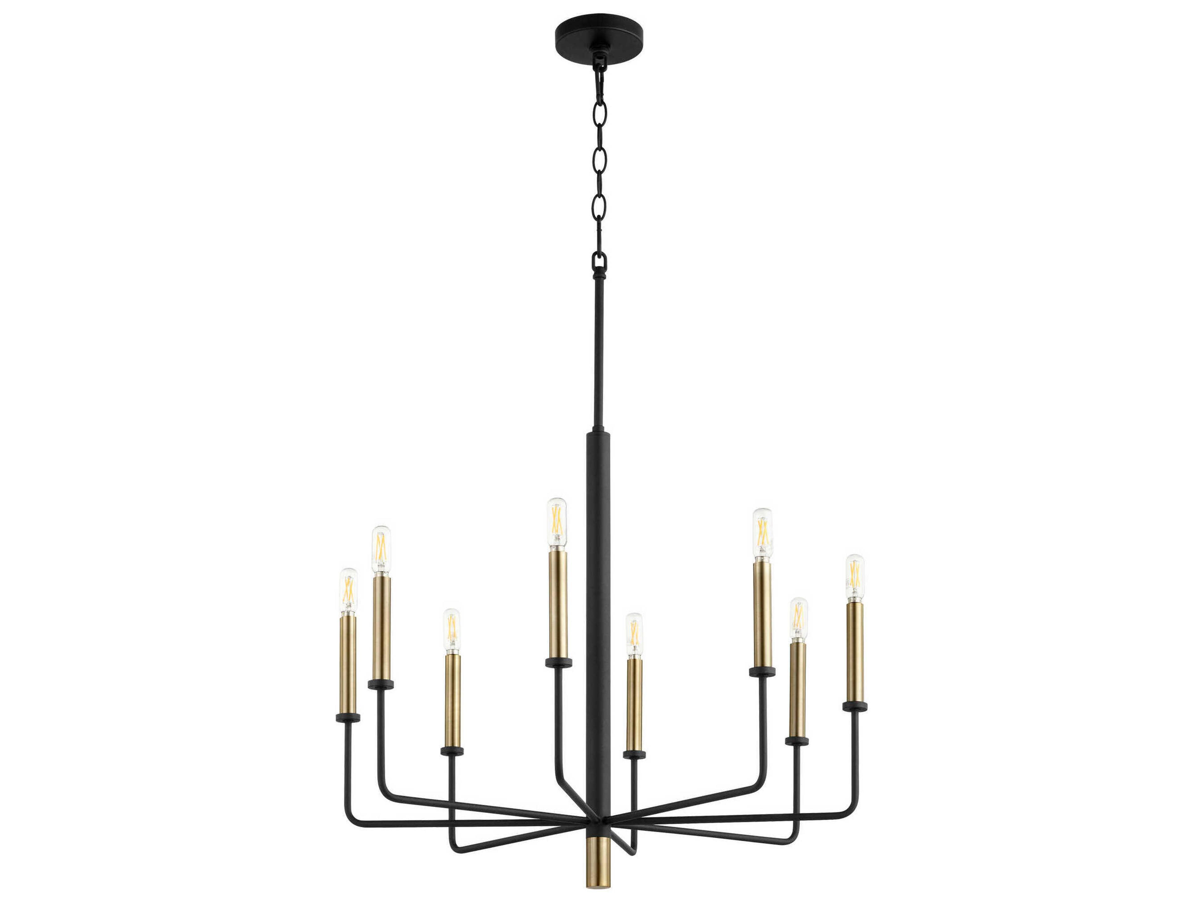 8-Light Noir Aged Brass Black Candelabra Chandelier