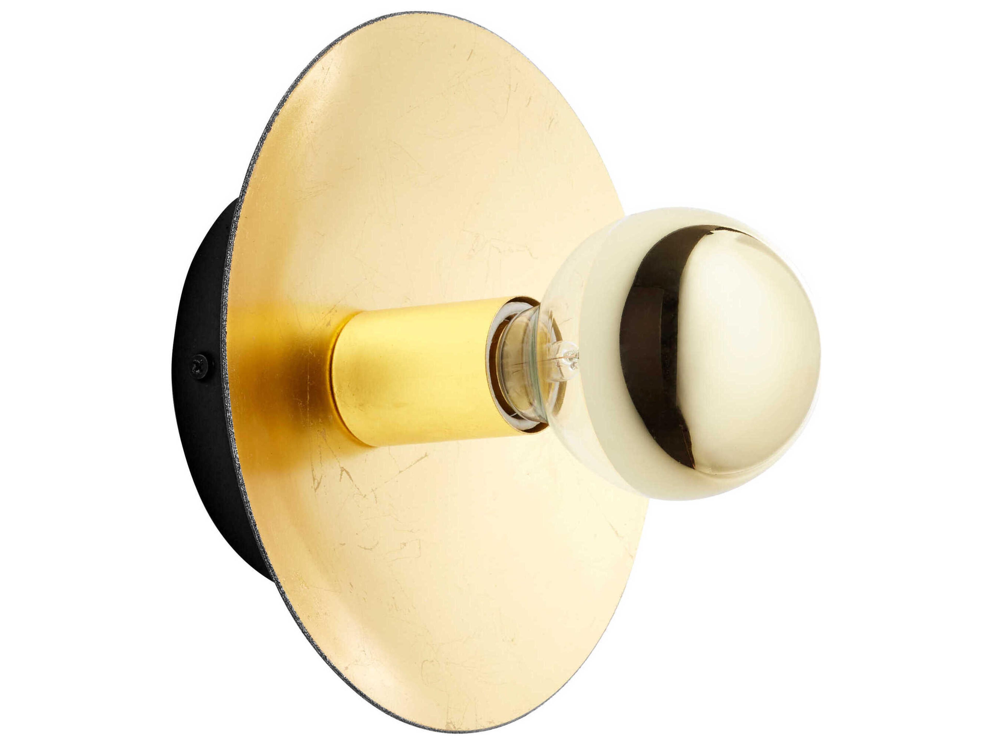 1-Light Noir Gold Leaf Black Wall Sconce