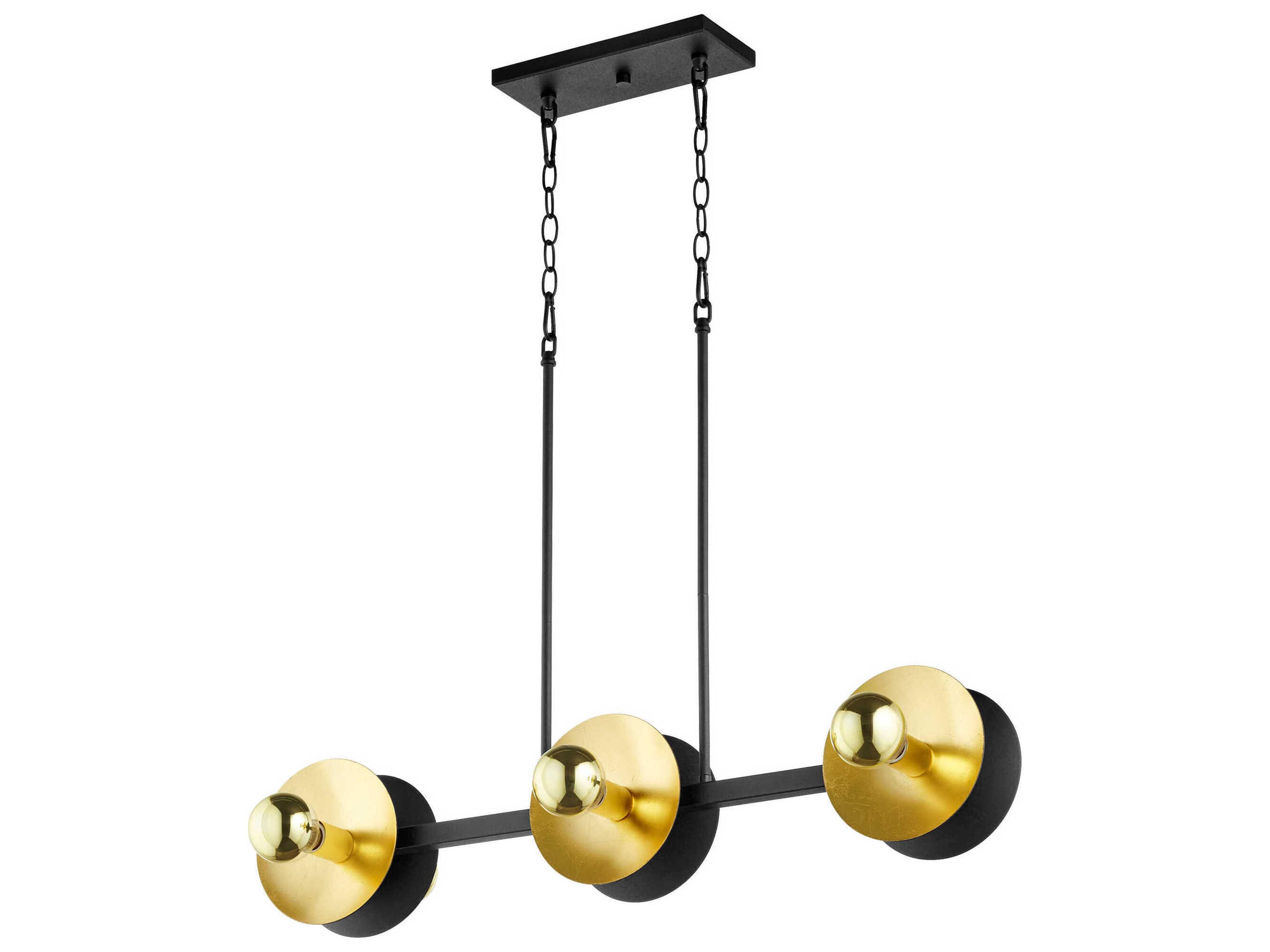 6-Light Noir Gold Leaf Black Linear Island Pendant