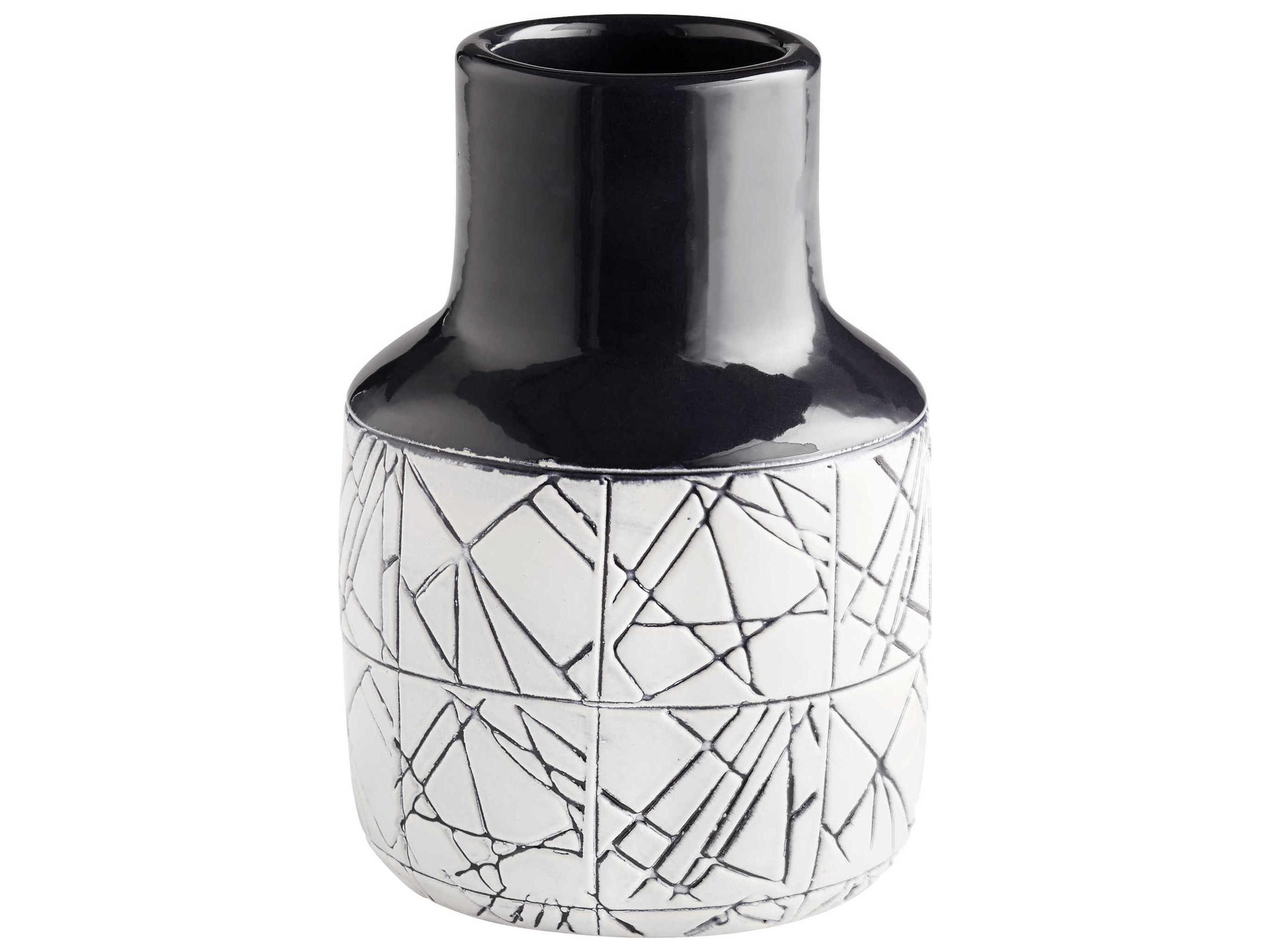 Dark Zenith Blue / White 9" High Vase