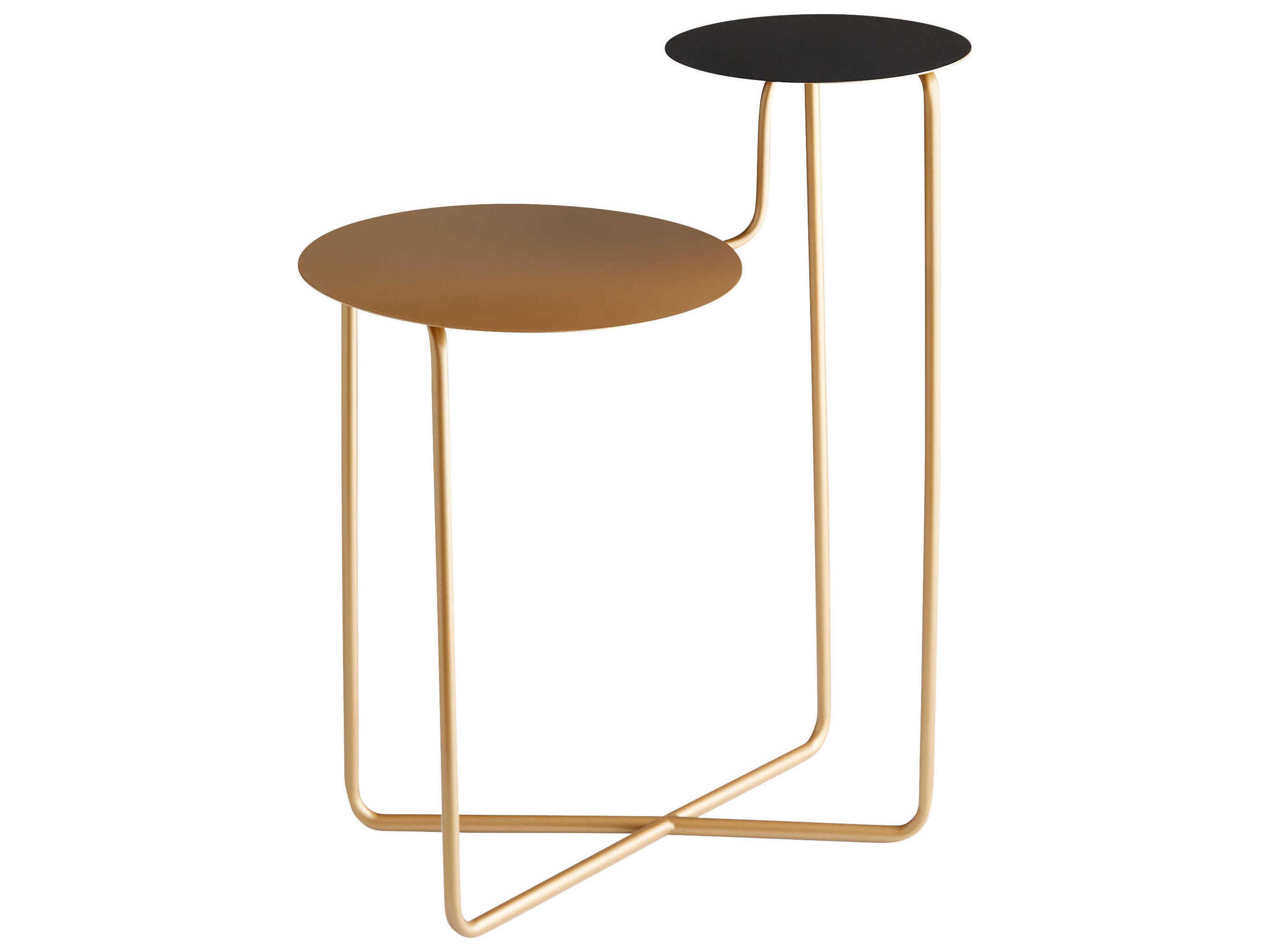 Round Metal Bronze Black End Table