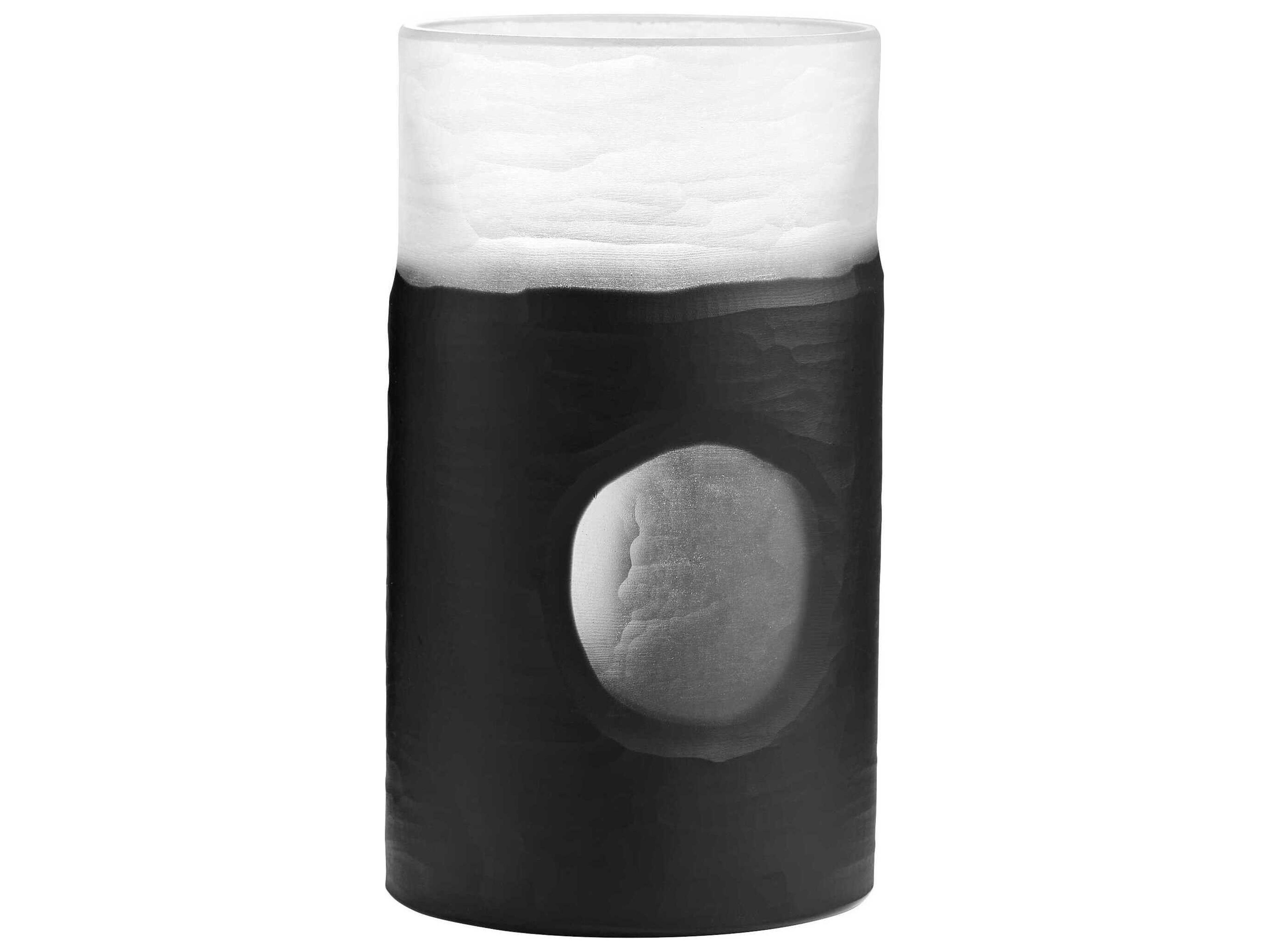 Ominous Frost Clear / Black 8" High Vase