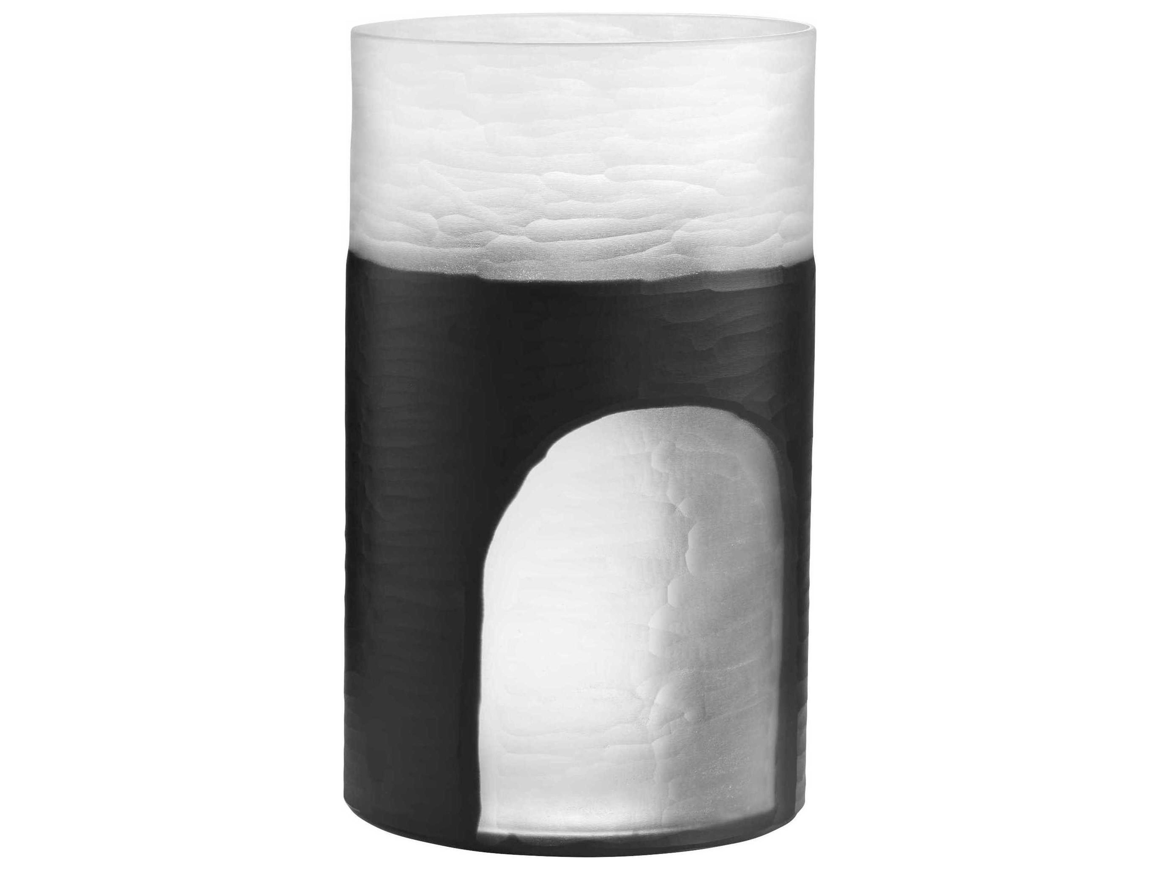 Ominous Frost Clear / Black 12" High Vase