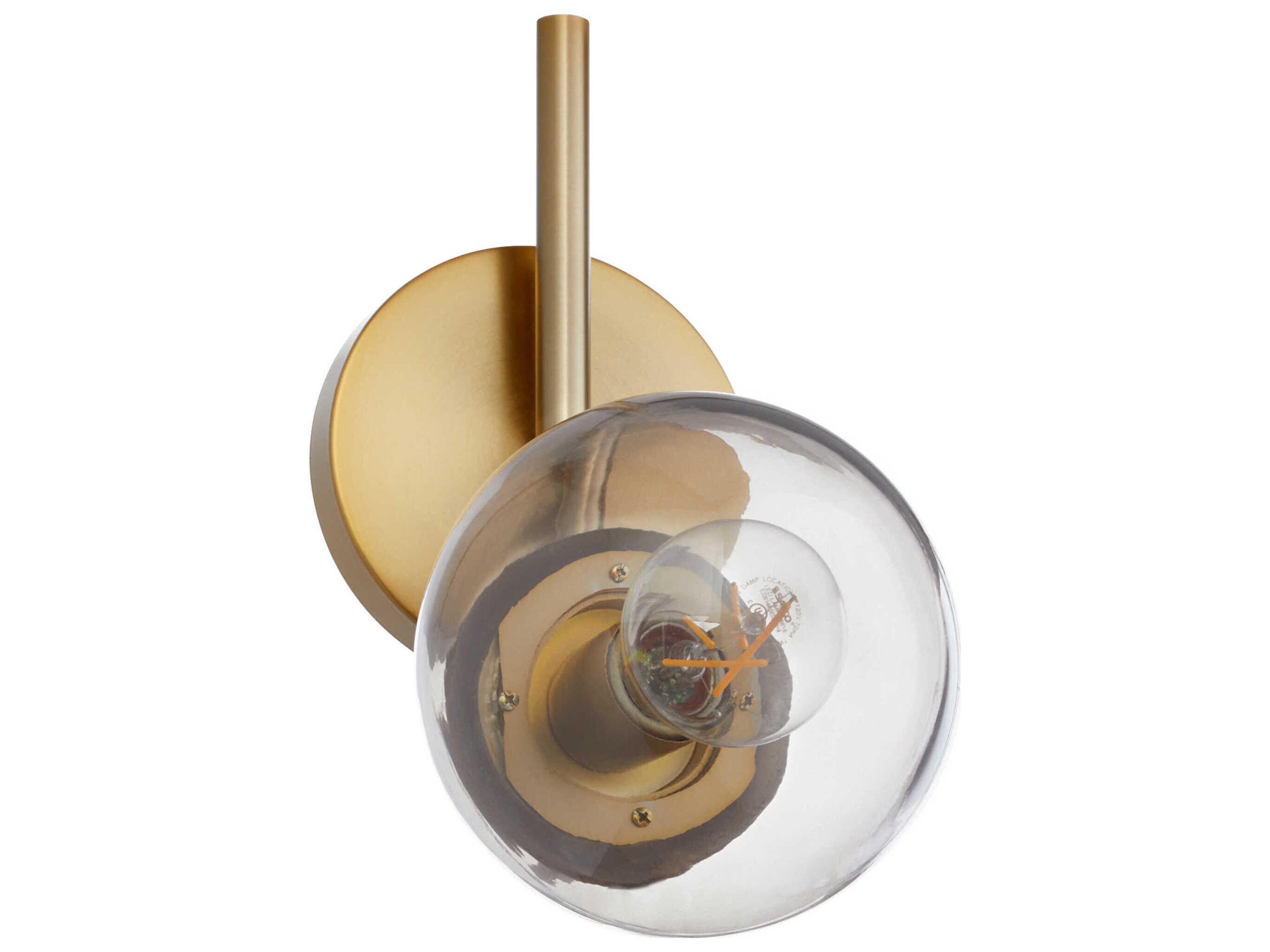 1-Light Aged Brass Glass Wall Sconce