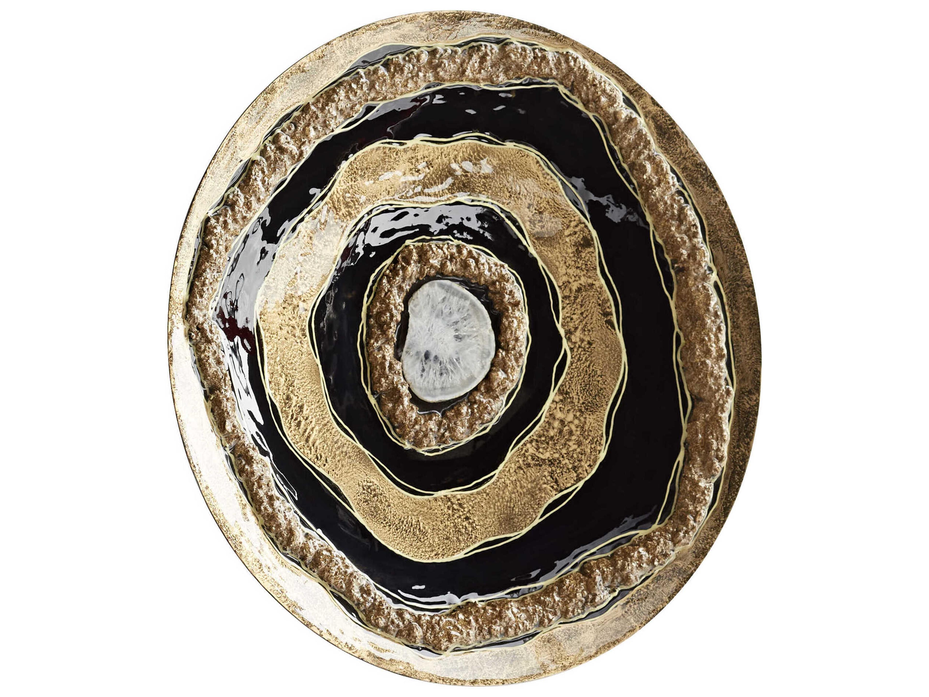 Skipping Rocks Gold / Black 16" Metal Wall Art